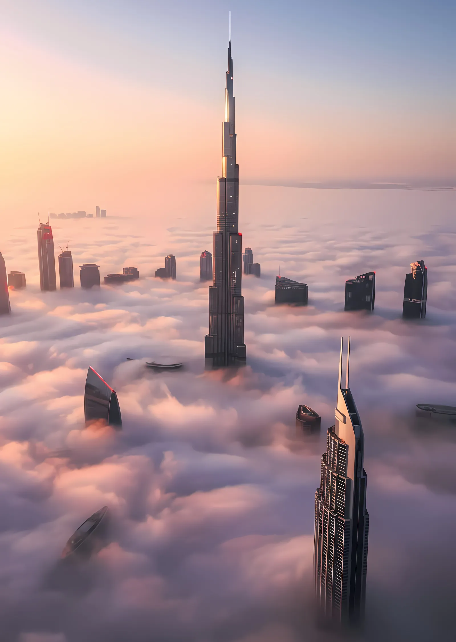 Burj Khalifa: Sislerin Üzerinde Dubai metal tablo