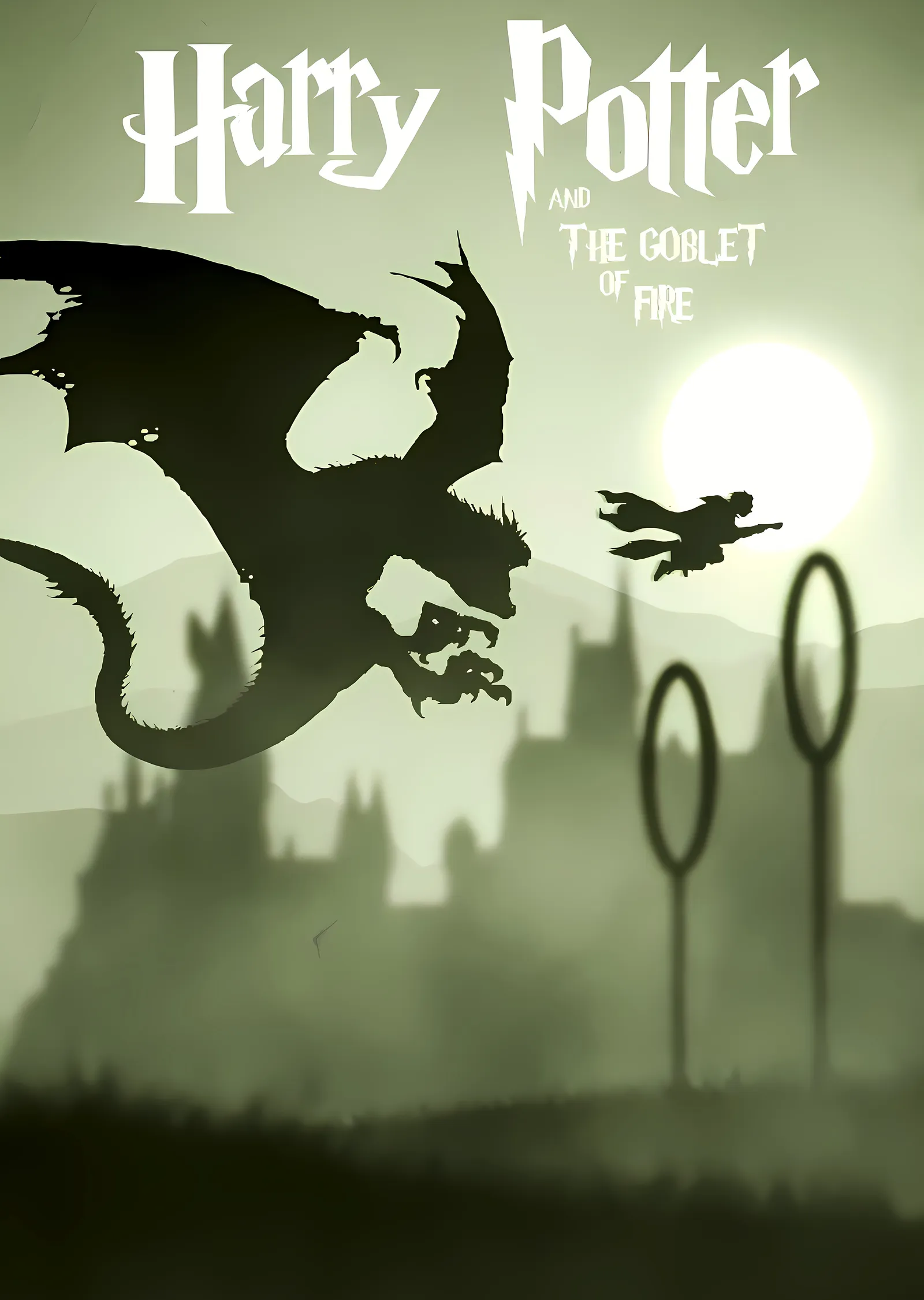Yeşil Gökyüzü Ejderha Silüeti - Harry Potter and the Goblet metal tablo
