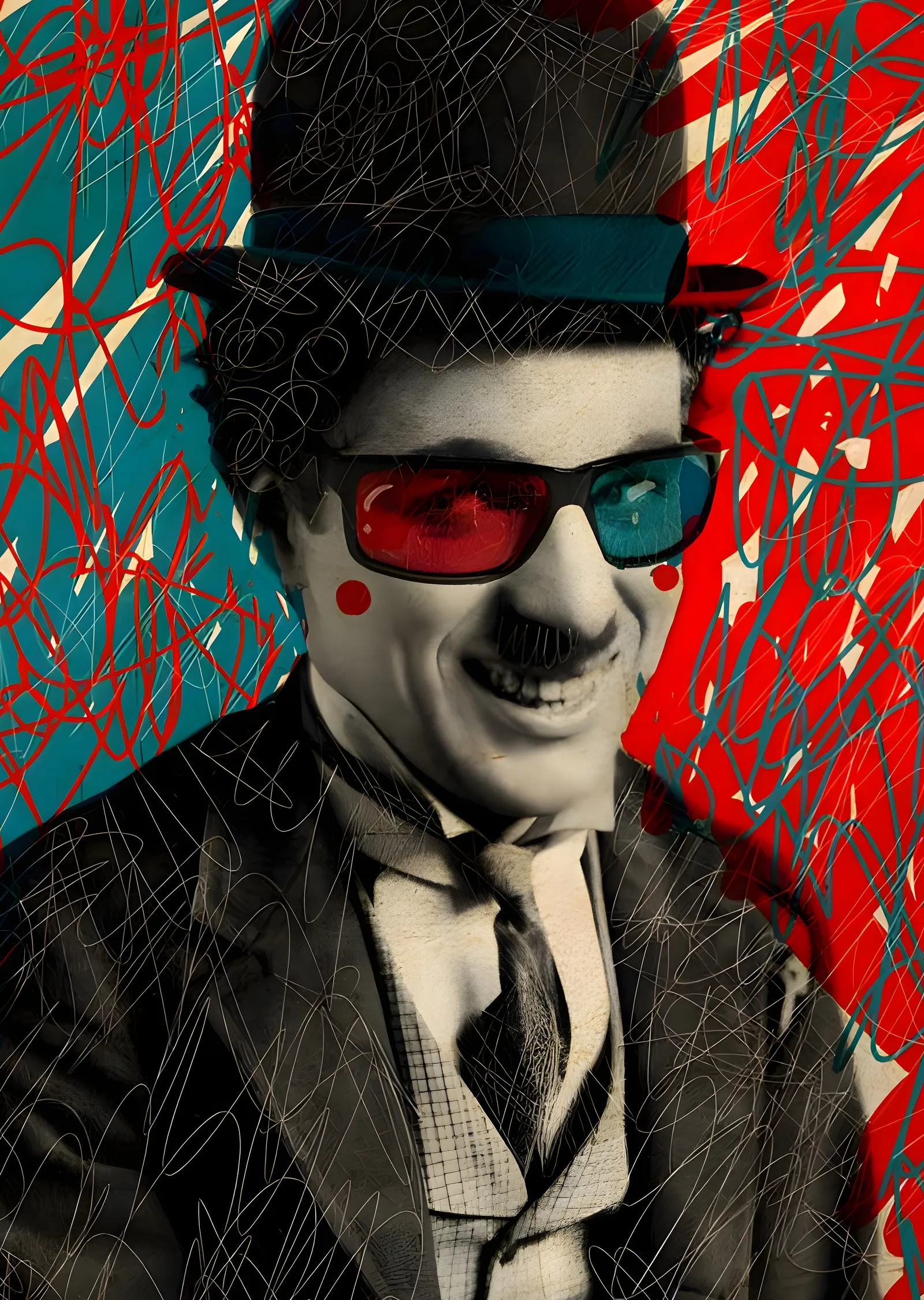 Charlie Chaplin: 3D Portre metal tablo