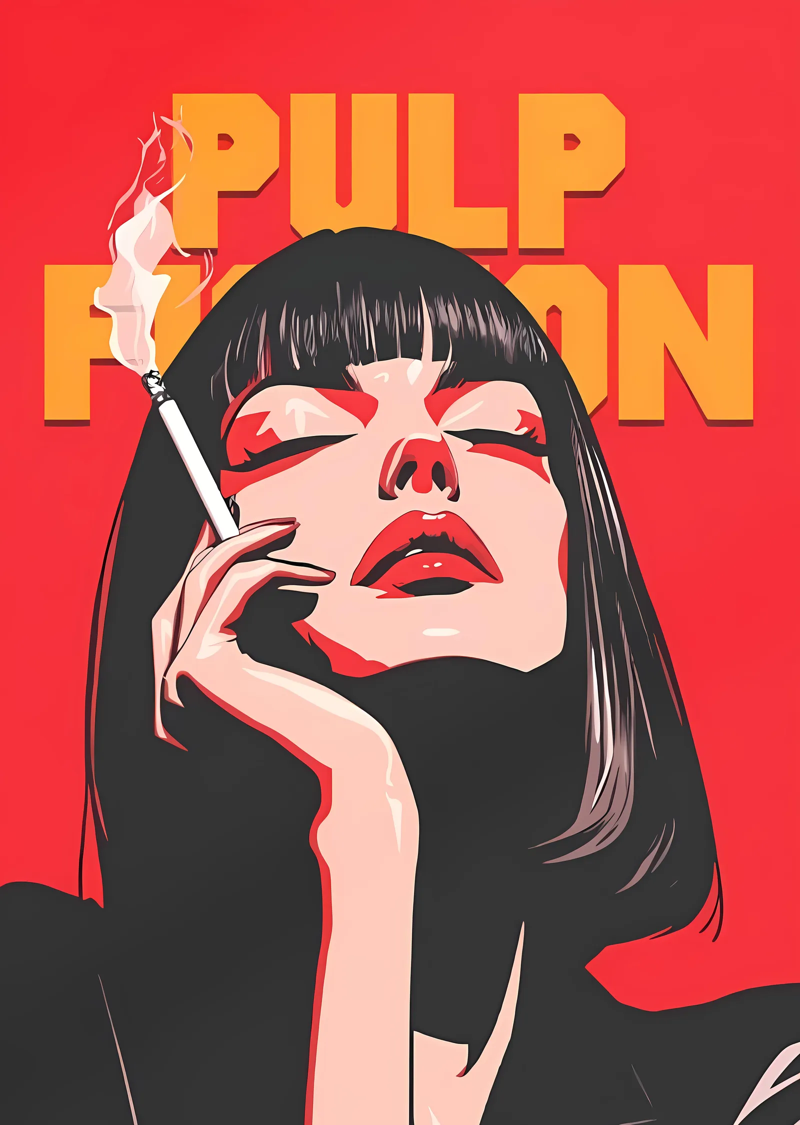 Pulp Fiction - Turuncu Arka Planlı Mia metal tablo