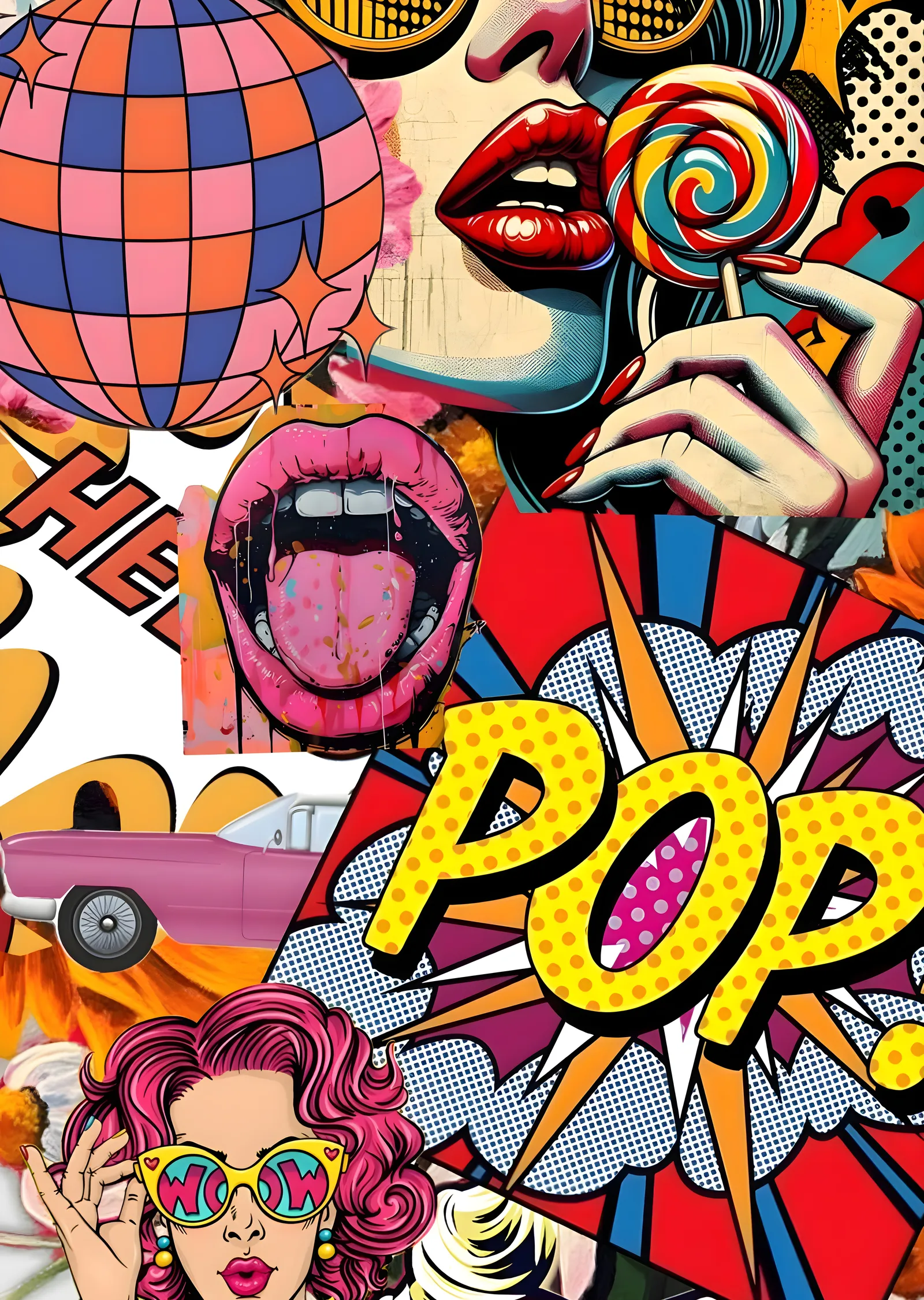 Renkli Pop Art Kolaj metal tablo