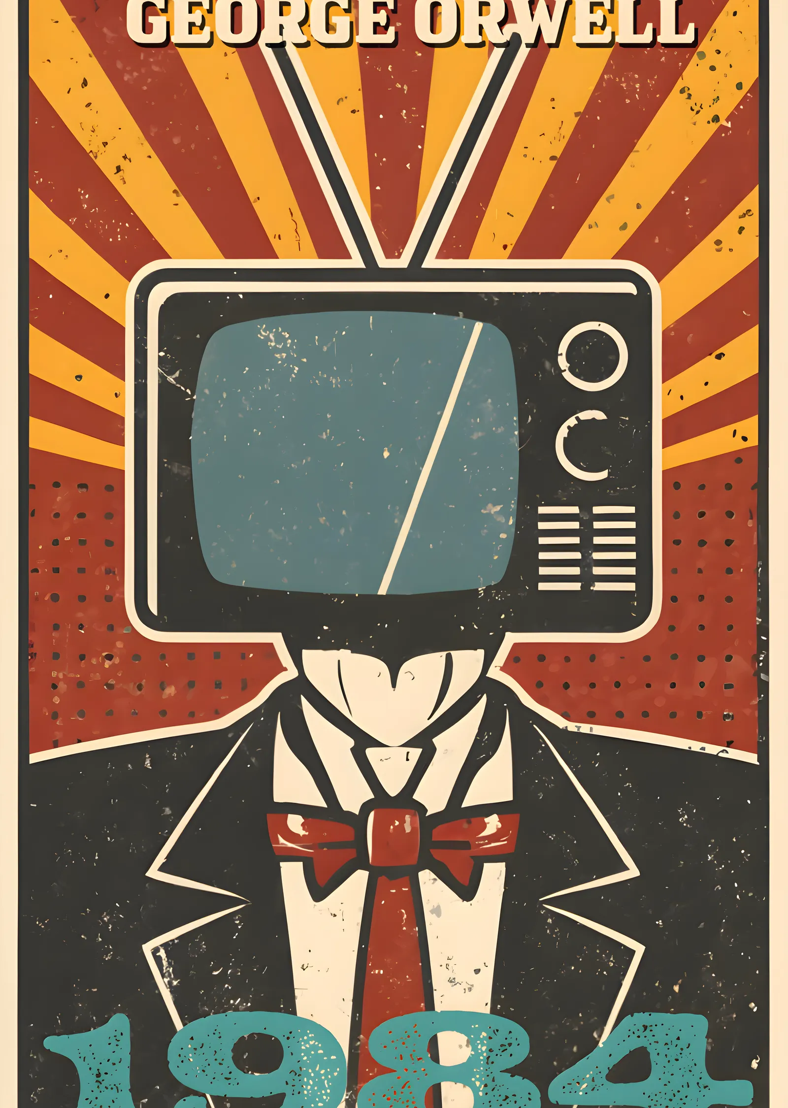 George Orwell 1984 - Televizyon Başlı Figür metal tablo
