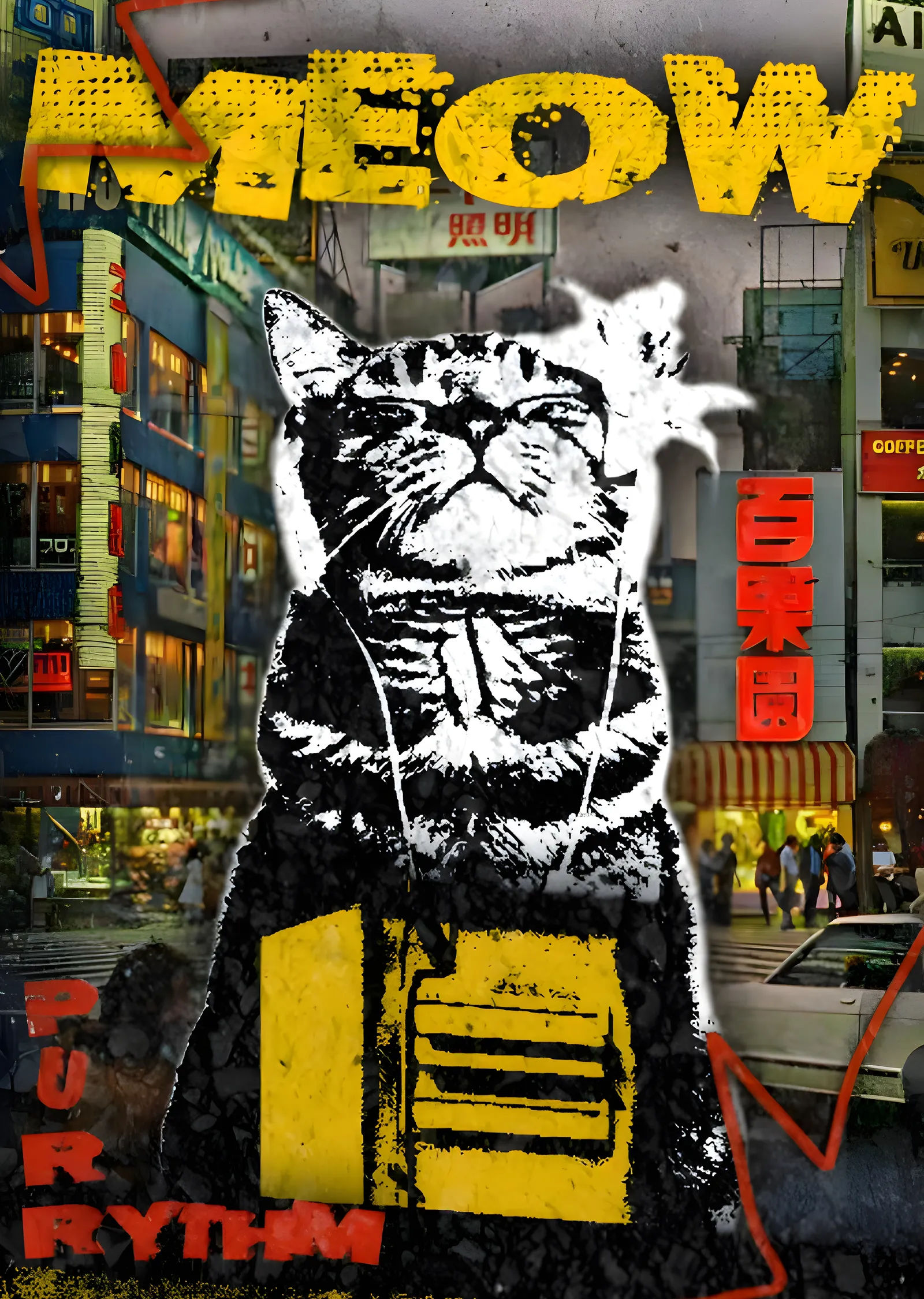 Meow: Sokakta Kedi metal tablo