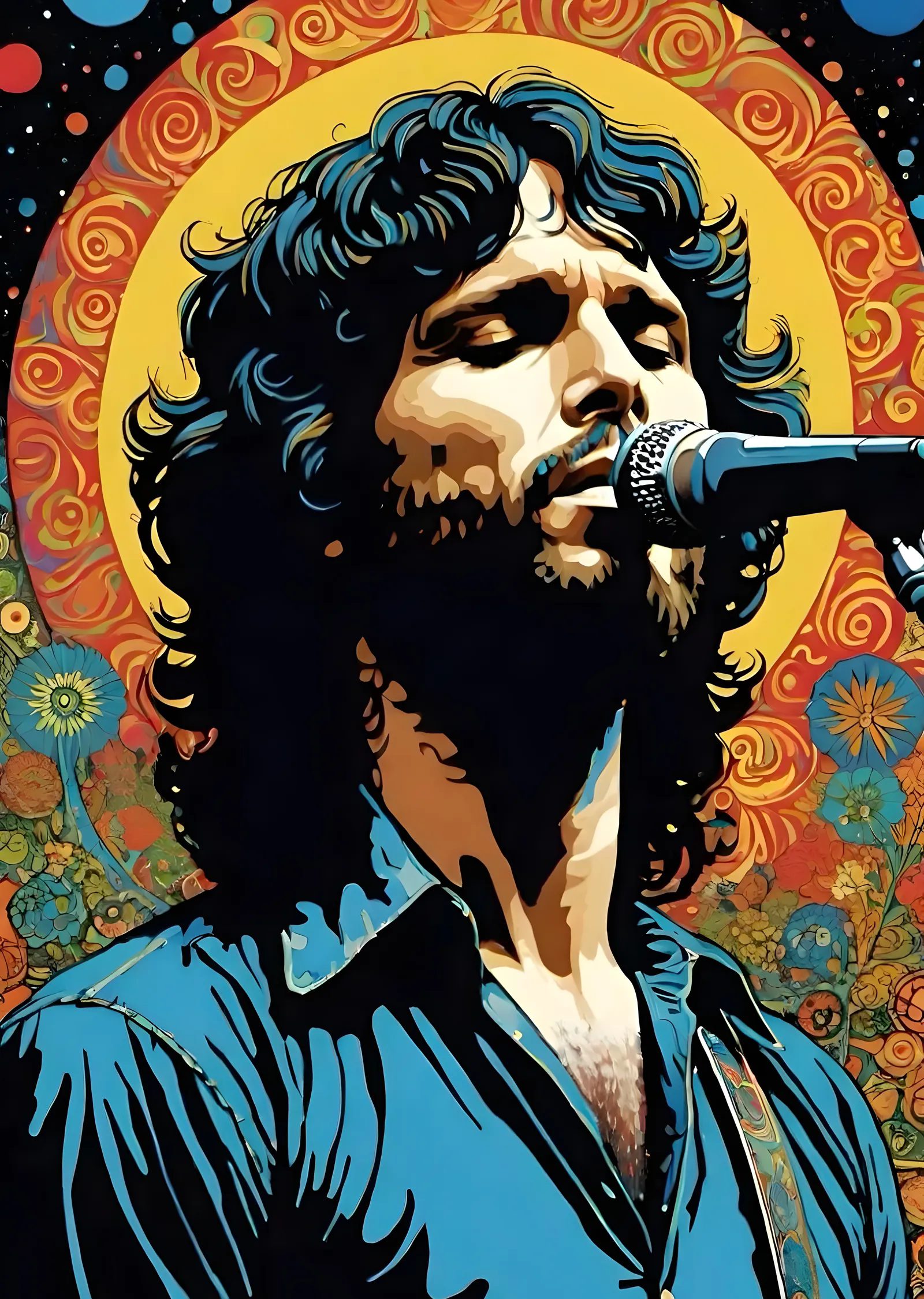 Jim Morrison: Renkli Portre metal tablo