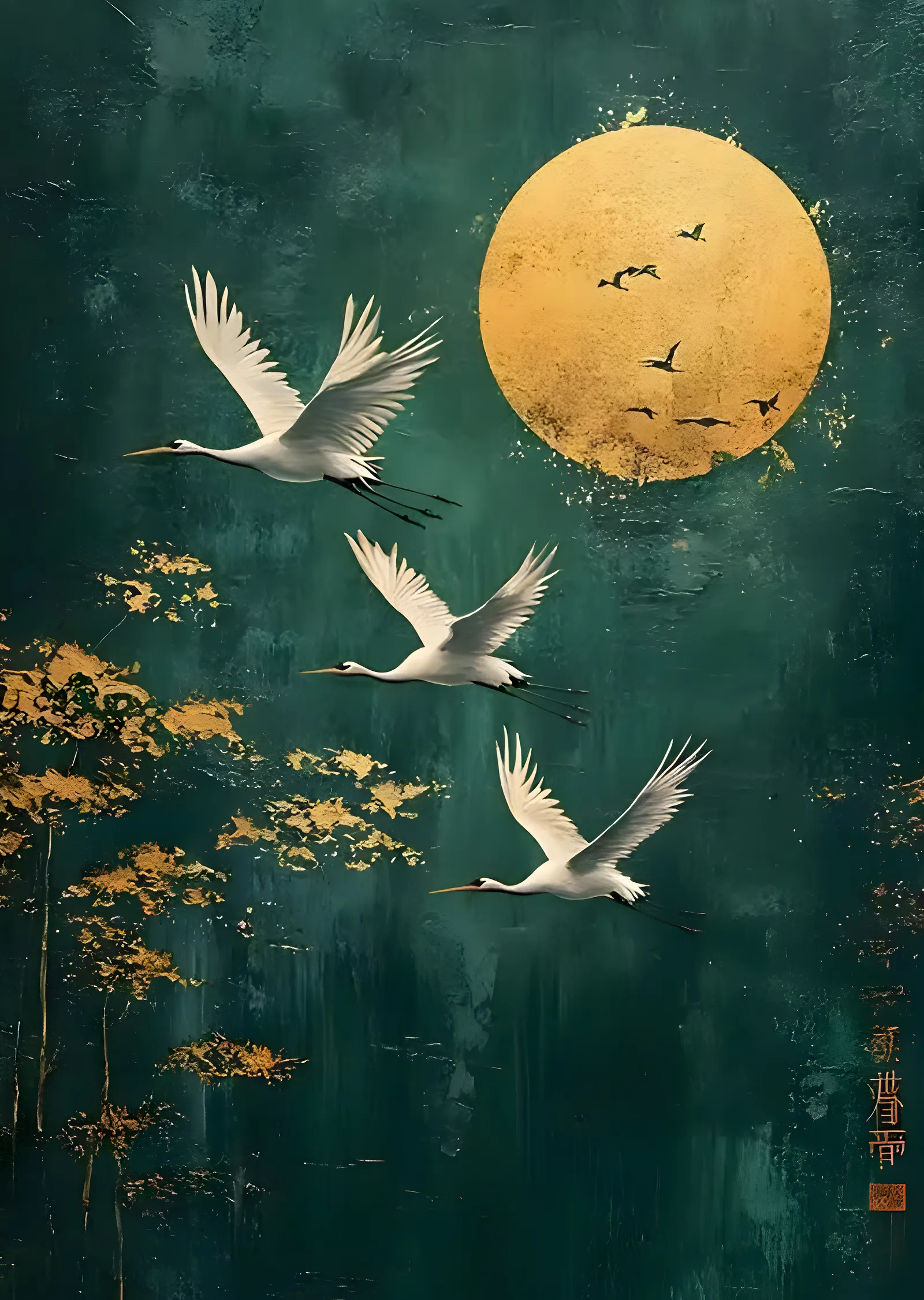 Kuşlar ve Güneş metal tablo