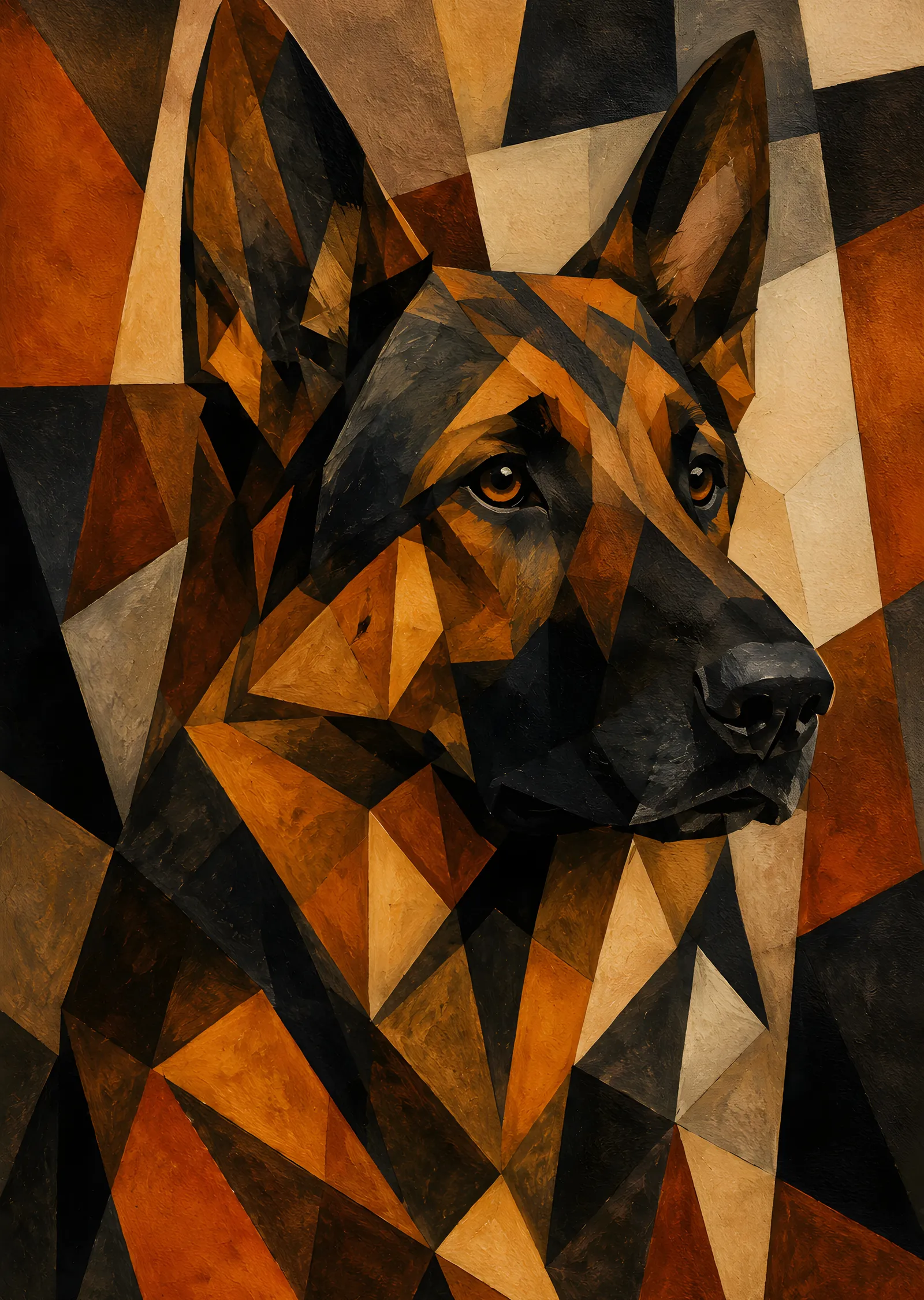 Alman Çoban Köpeği: Geometrik Portre metal tablo