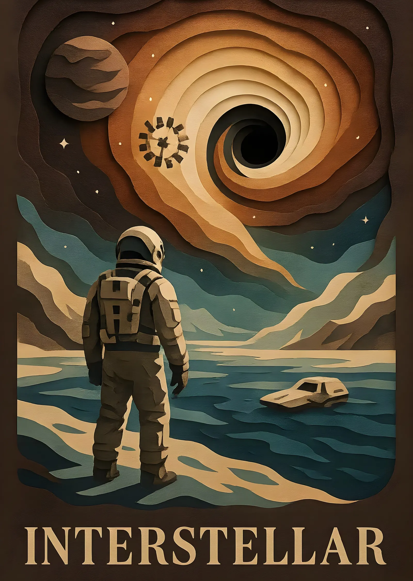Interstellar: Kara Delik ve Astronot metal tablo