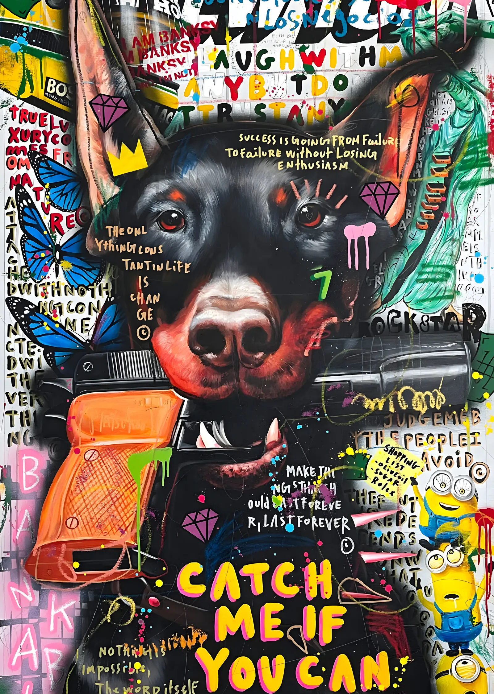Graffiti Köpek metal tablo