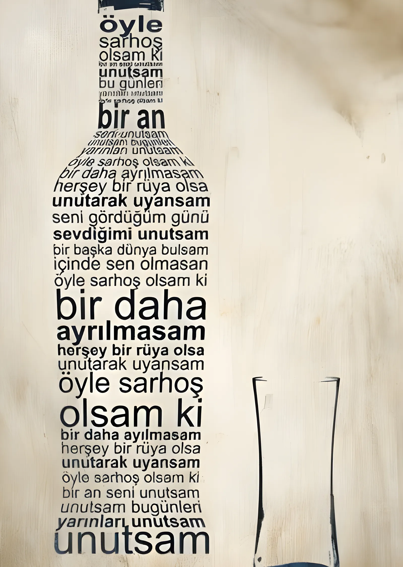 Öyle Sarhoş Olsam ki Unutsam metal tablo