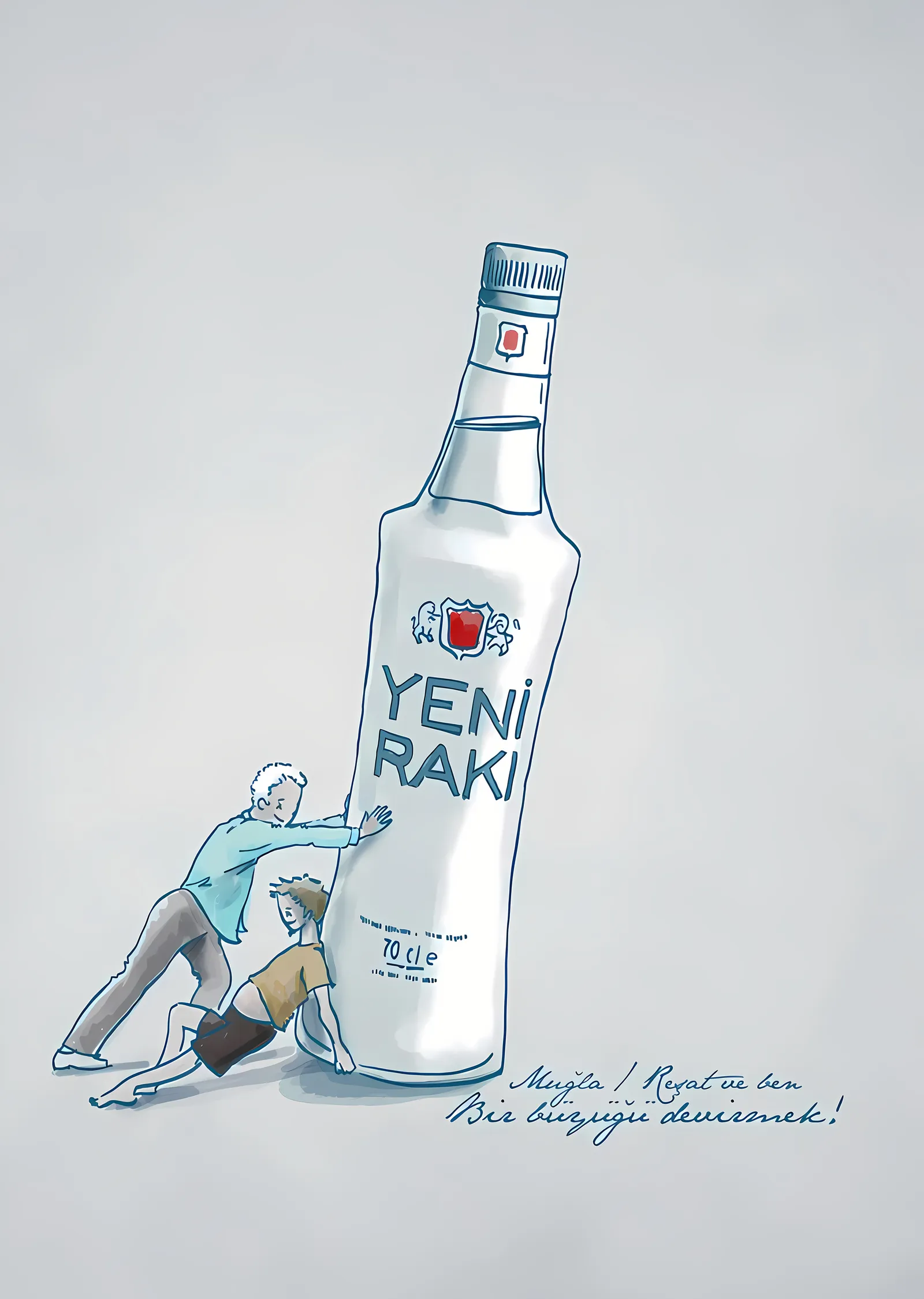 Yeni Rakı: Nostaljik Çizim metal tablo