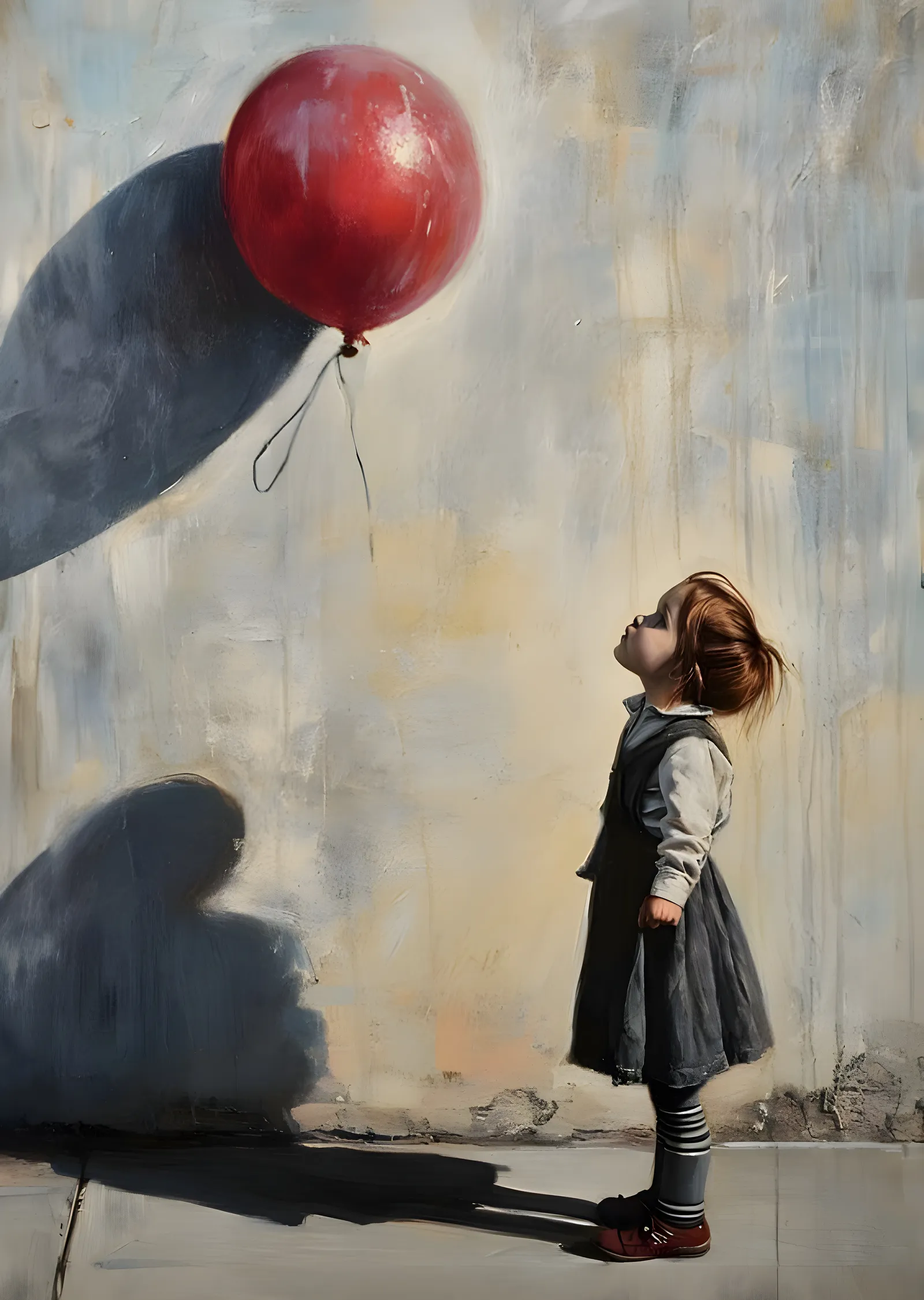 Kırmızı Balon ve Küçük Kız metal tablo