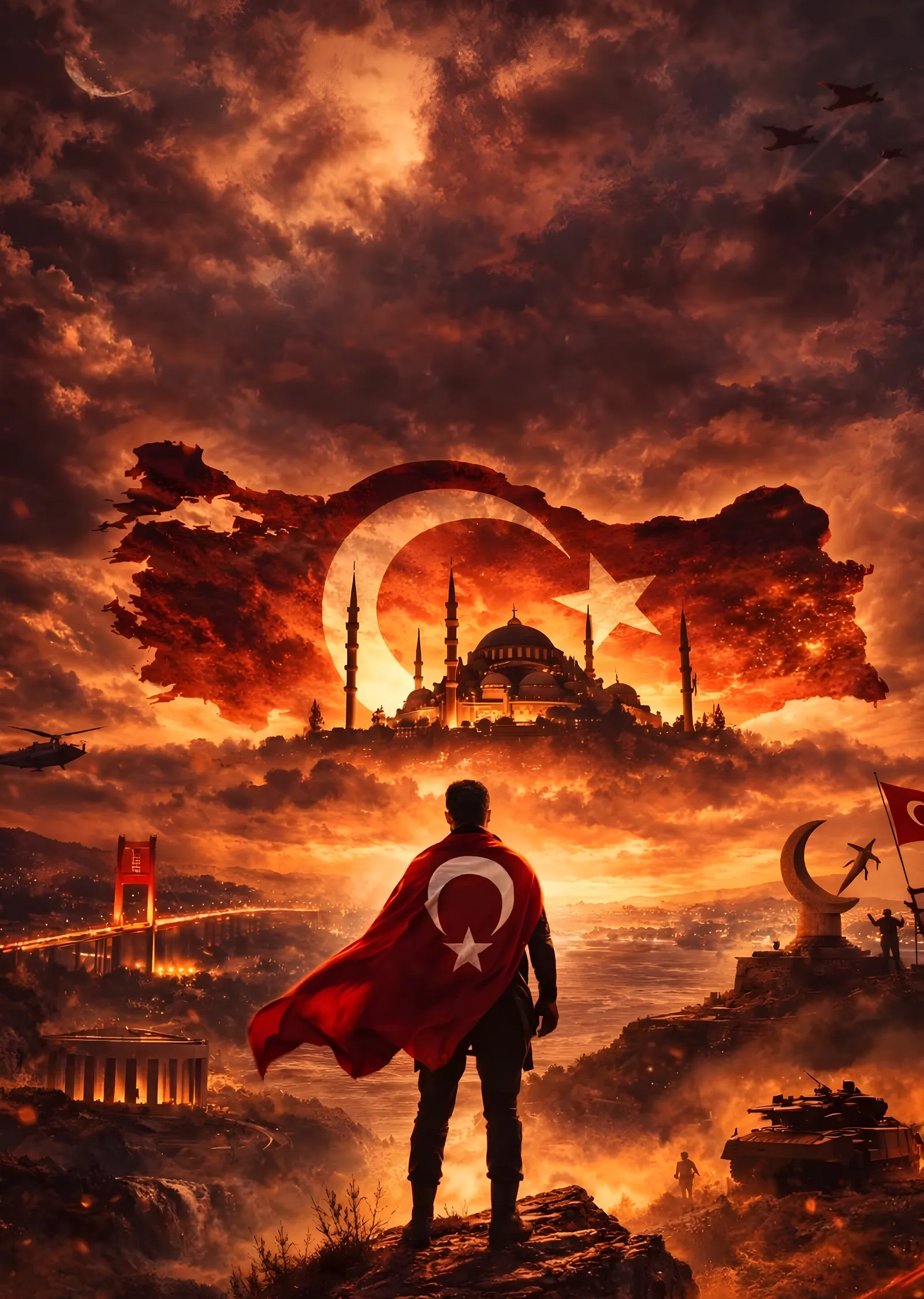Türk Askeri ve Bayrak metal tablo