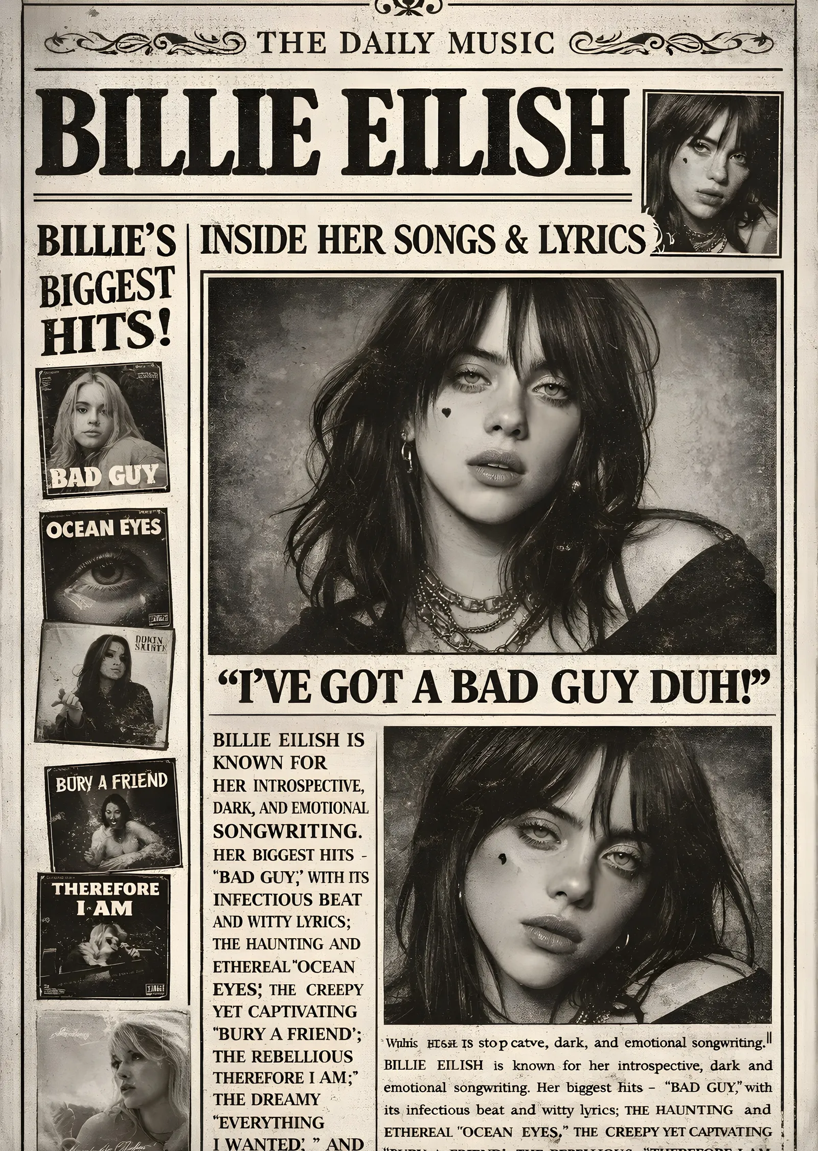 Billie Eilish: Bad Guy metal tablo