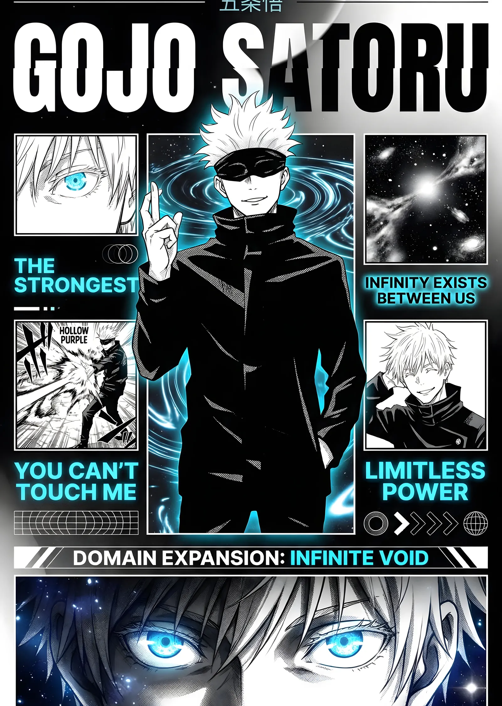 Gojo Satoru: Limitless Güç metal tablo