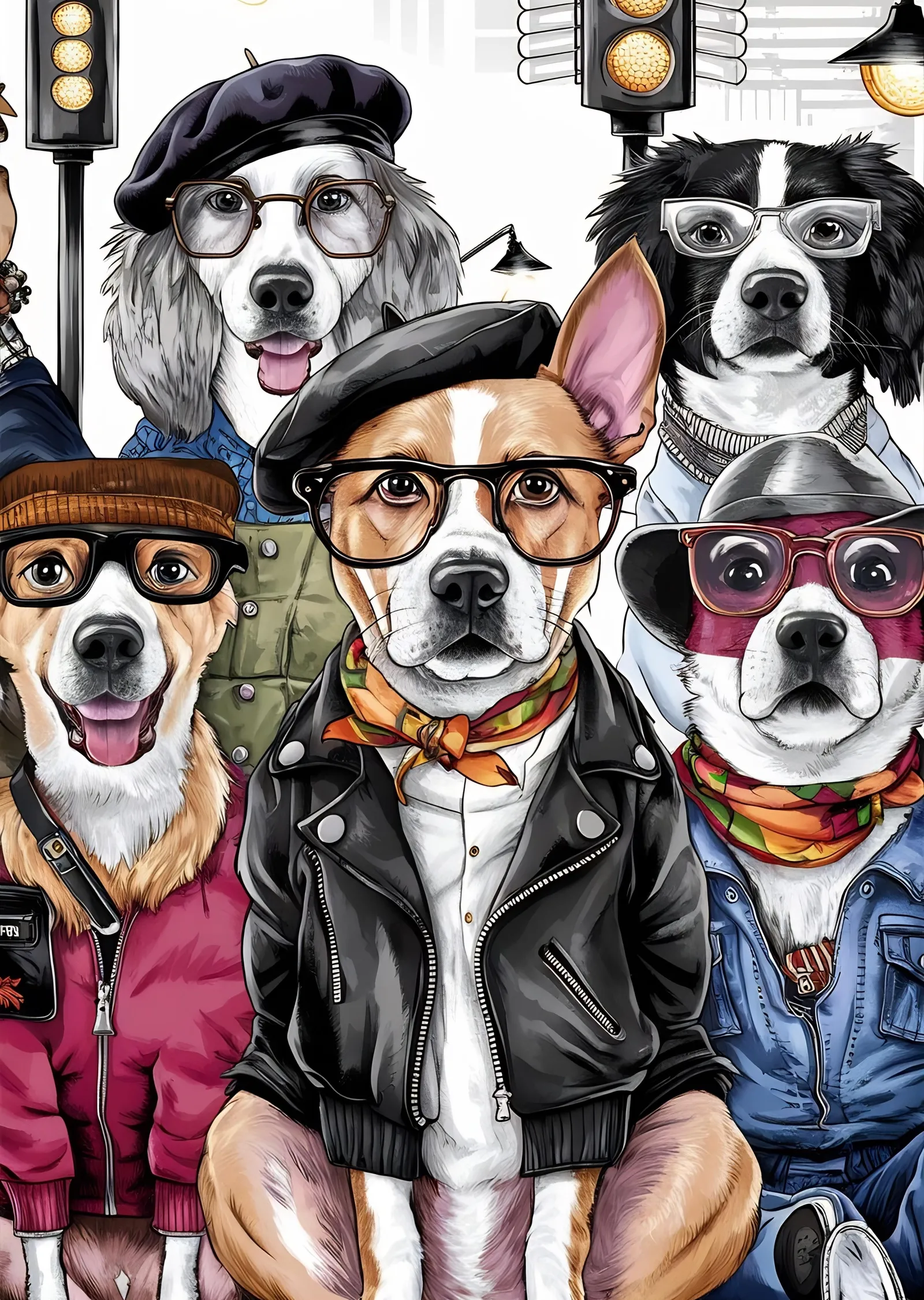 Şık Köpekler: Moda ve Tarz metal tablo