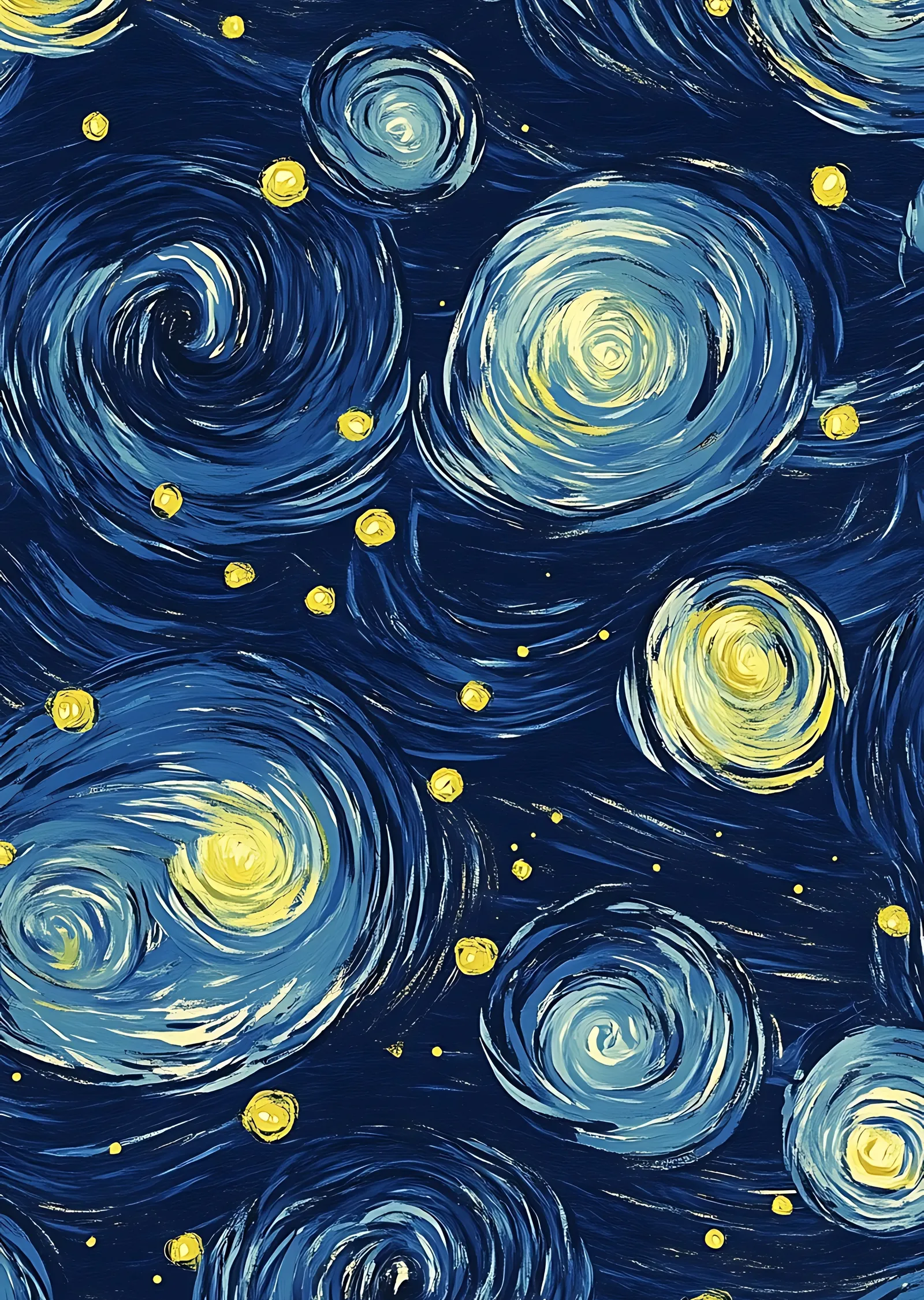Van Gogh Yıldızlı Gece: Mavi Dalgalar ve Sarı Yıldızlar metal tablo