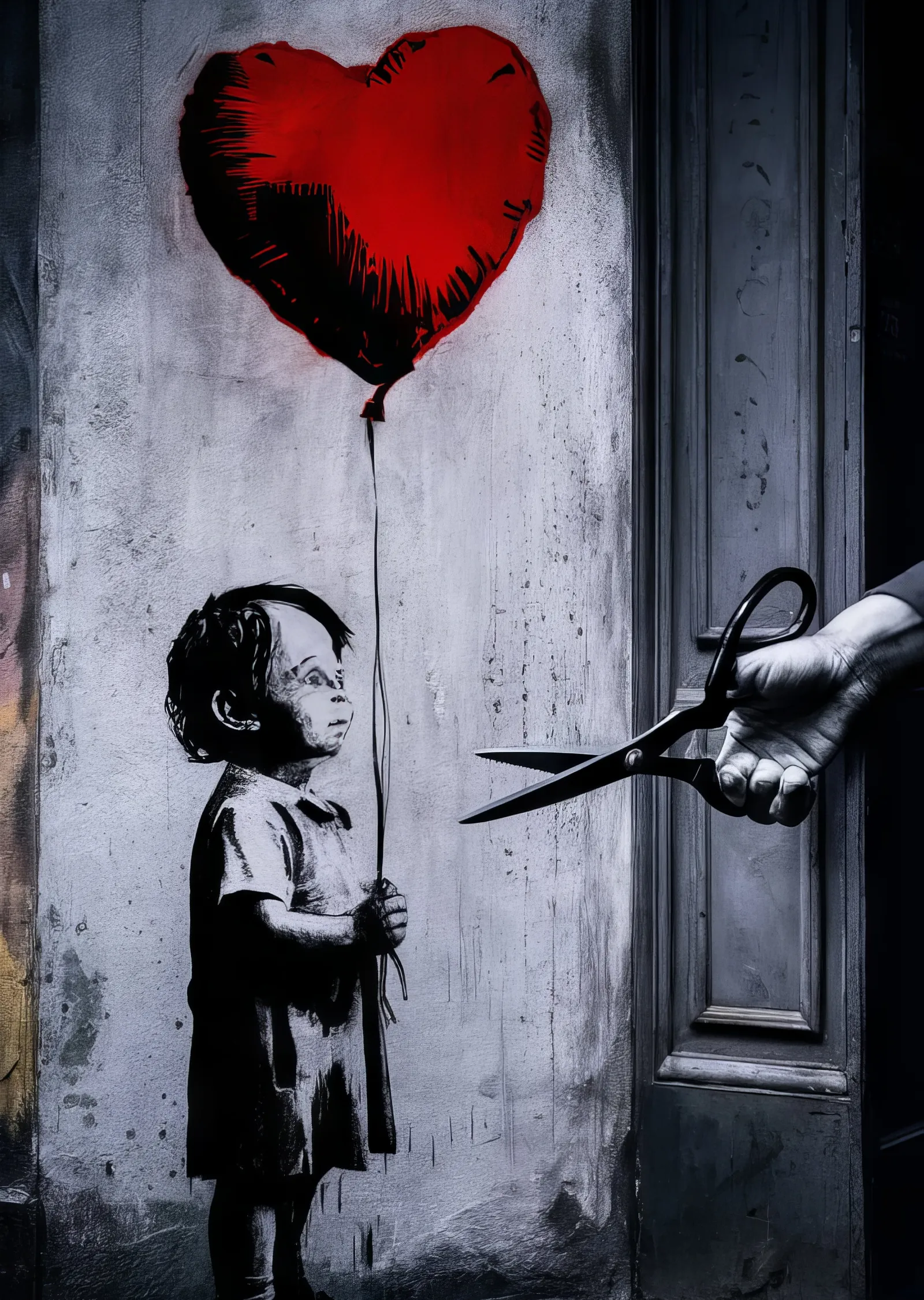 Kız ve Kırmızı Balon - Banksy metal tablo
