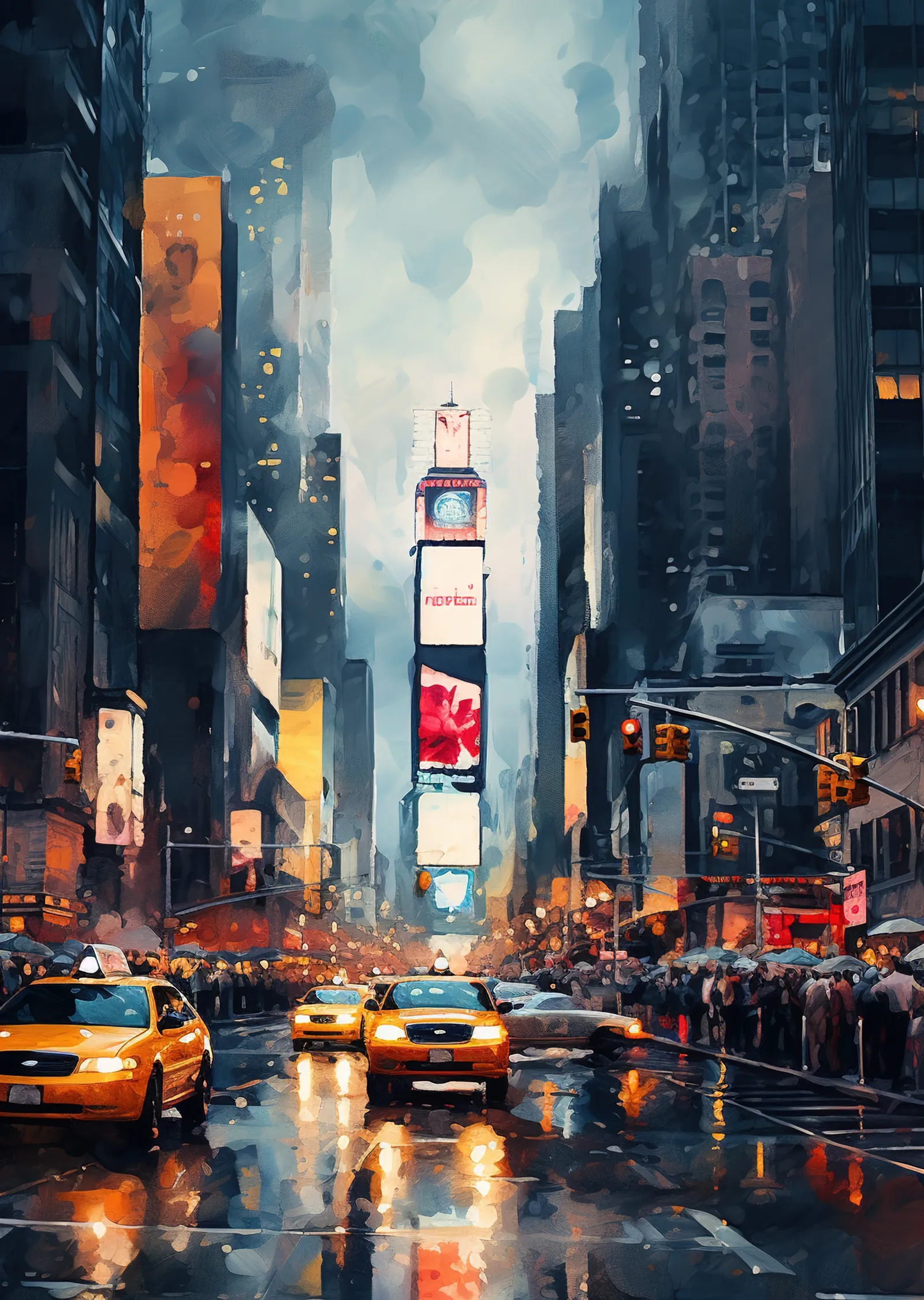 New York'ta Yağmurlu Gece metal tablo