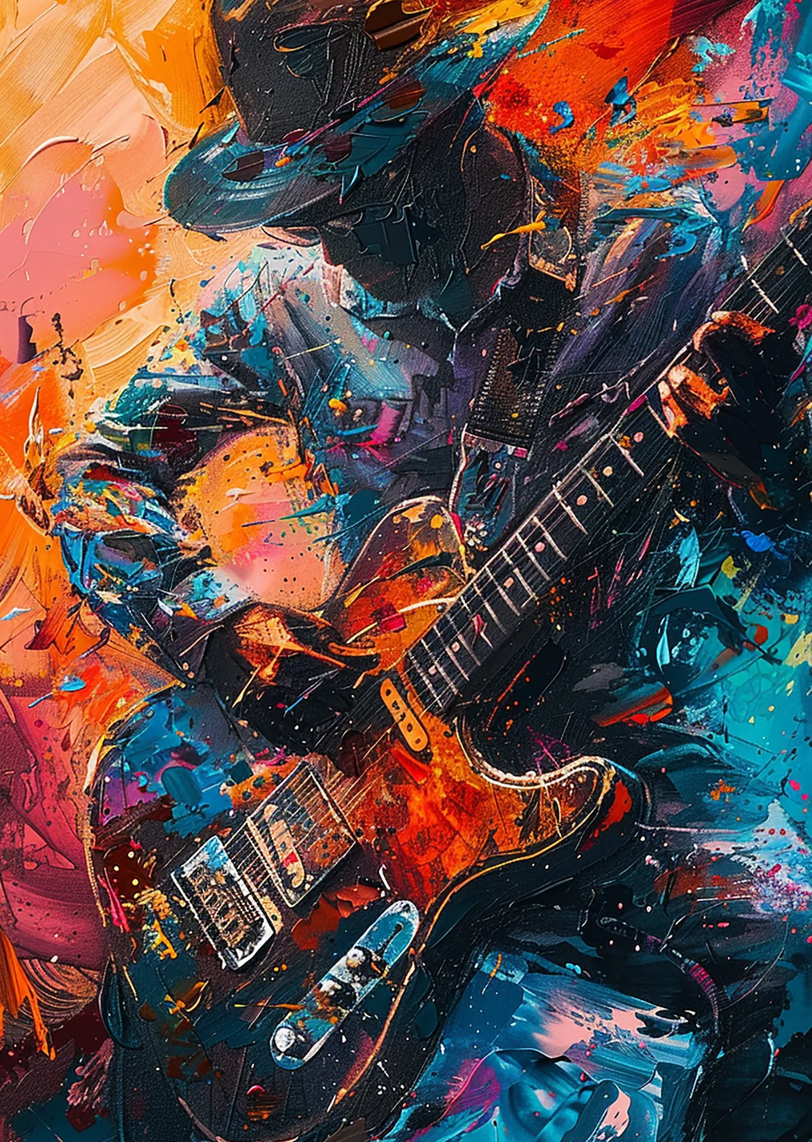 Müzik Efsanesi: Gitar Çalan Şarkıcı metal tablo