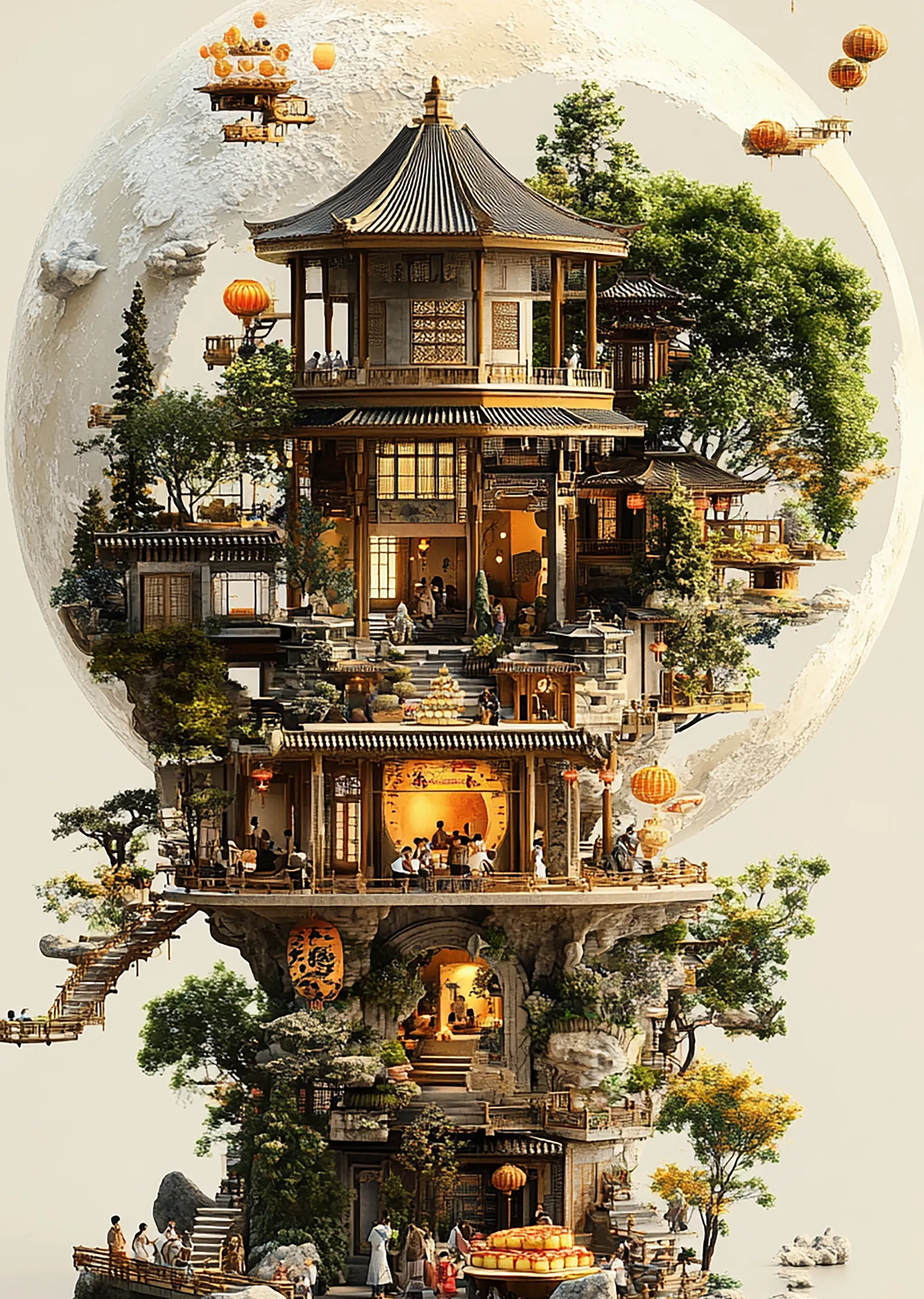 Pagoda Ev metal tablo