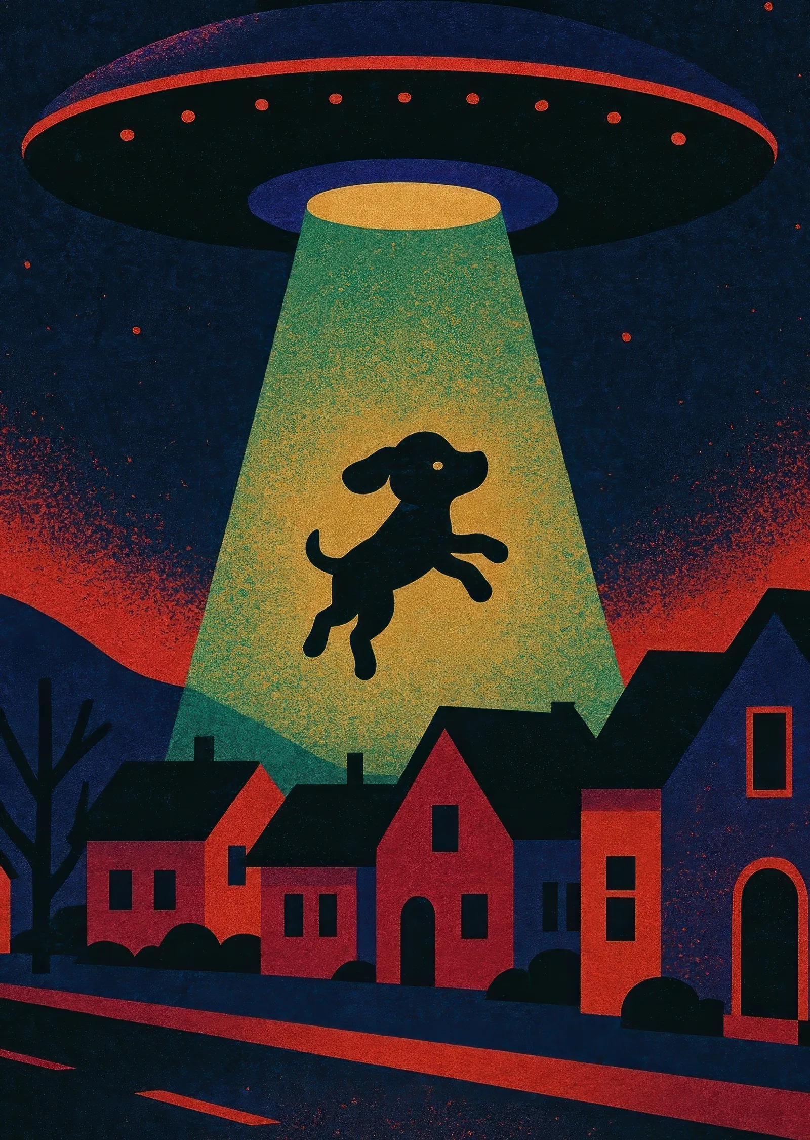 UFO Köpeği Kaçırıyor metal tablo