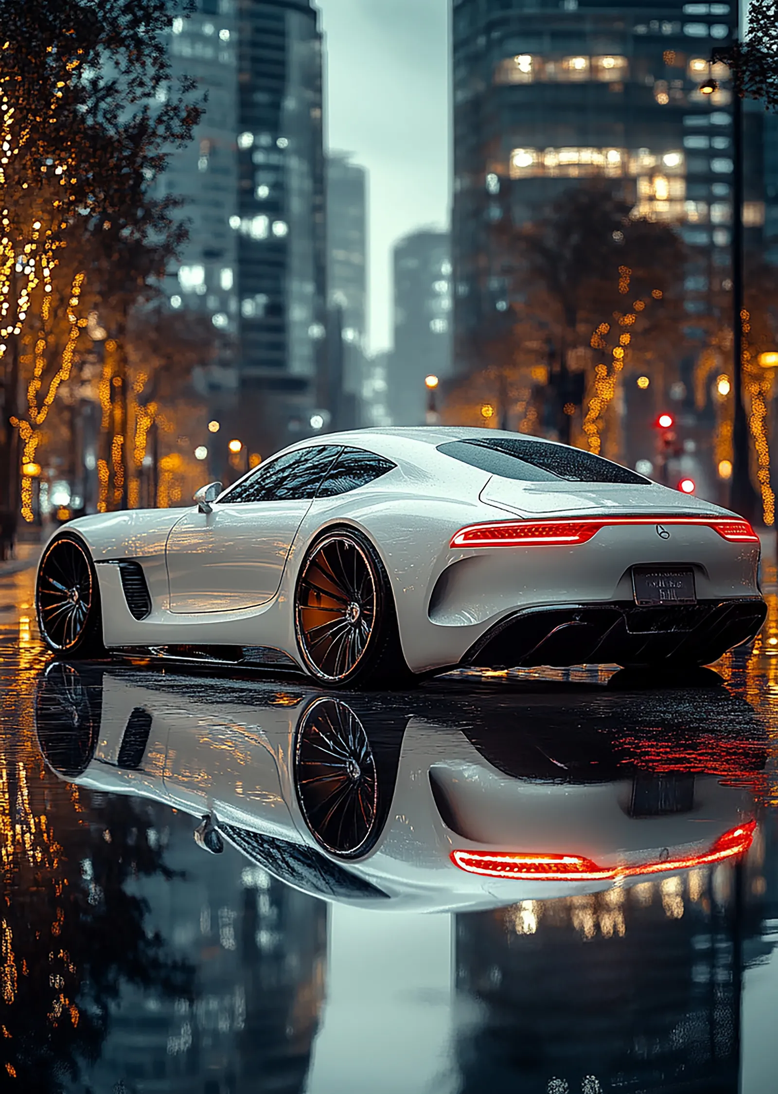 Mercedes-Benz AMG GT: Şehir Işıkları metal tablo