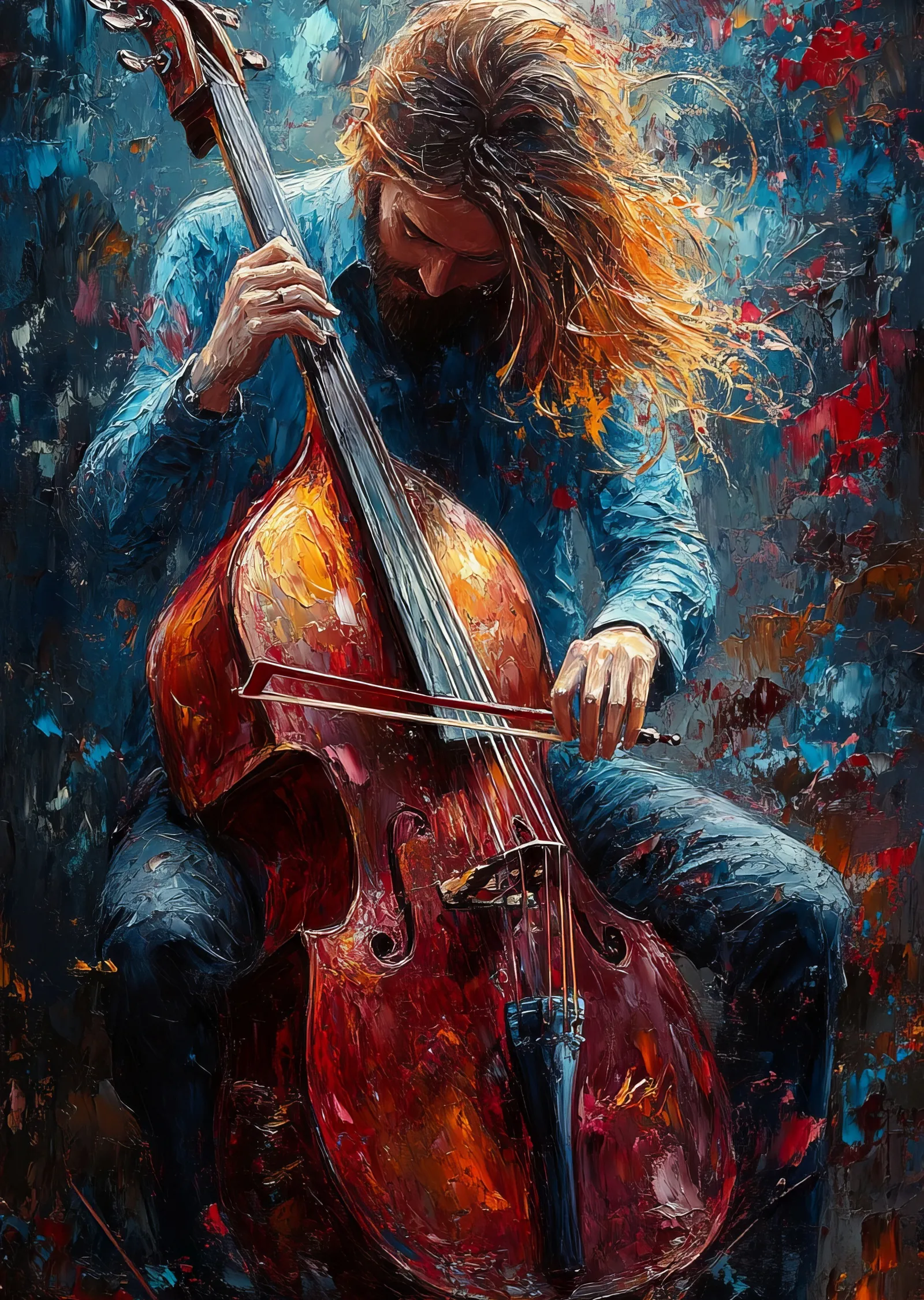 Müzik ve Duygu: Çello Performansı metal tablo