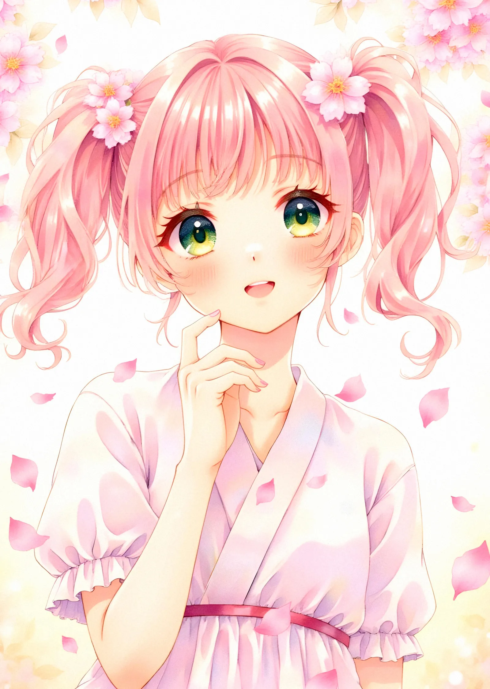 Pembe Saçlı Kawaii Kız metal tablo