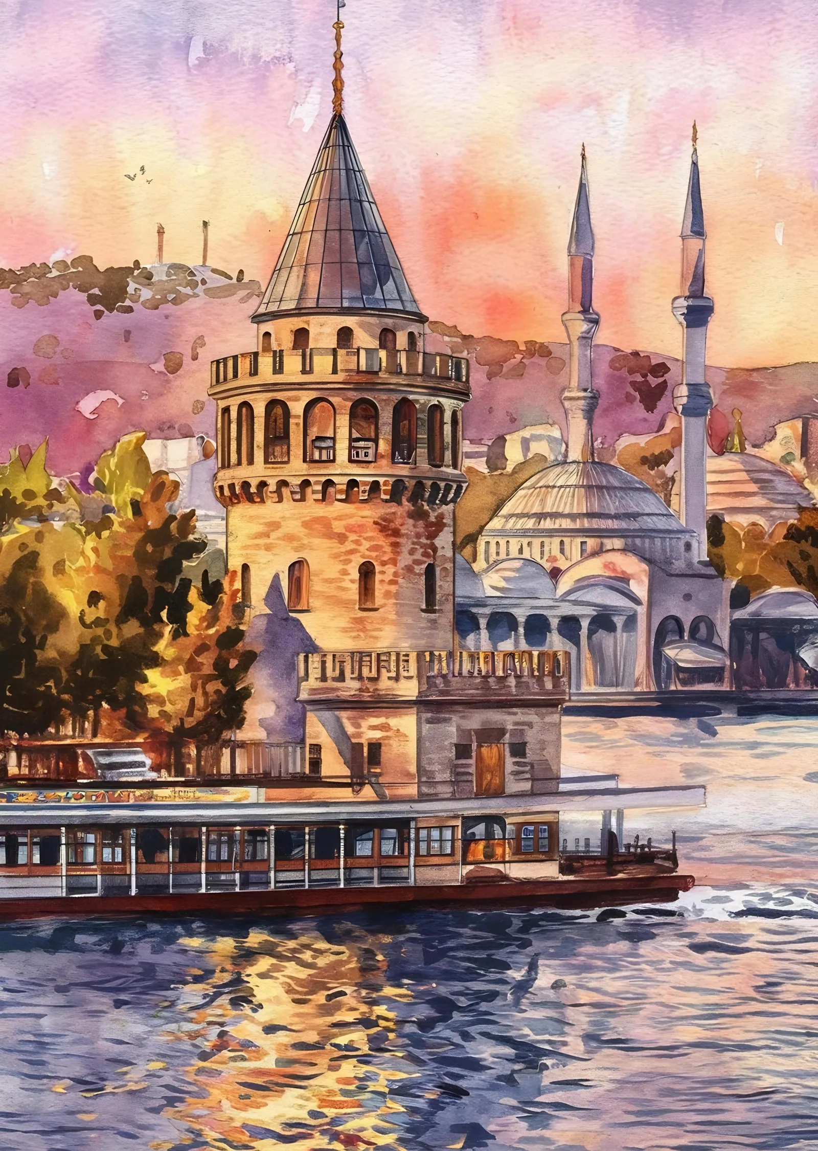 İstanbul Boğazı'nda Tarihi Yapılar metal tablo