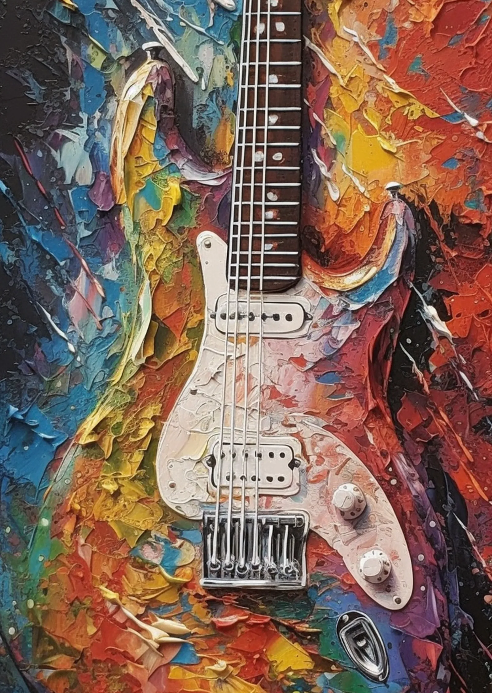 Renkli Elektrik Gitar Sanatı metal tablo
