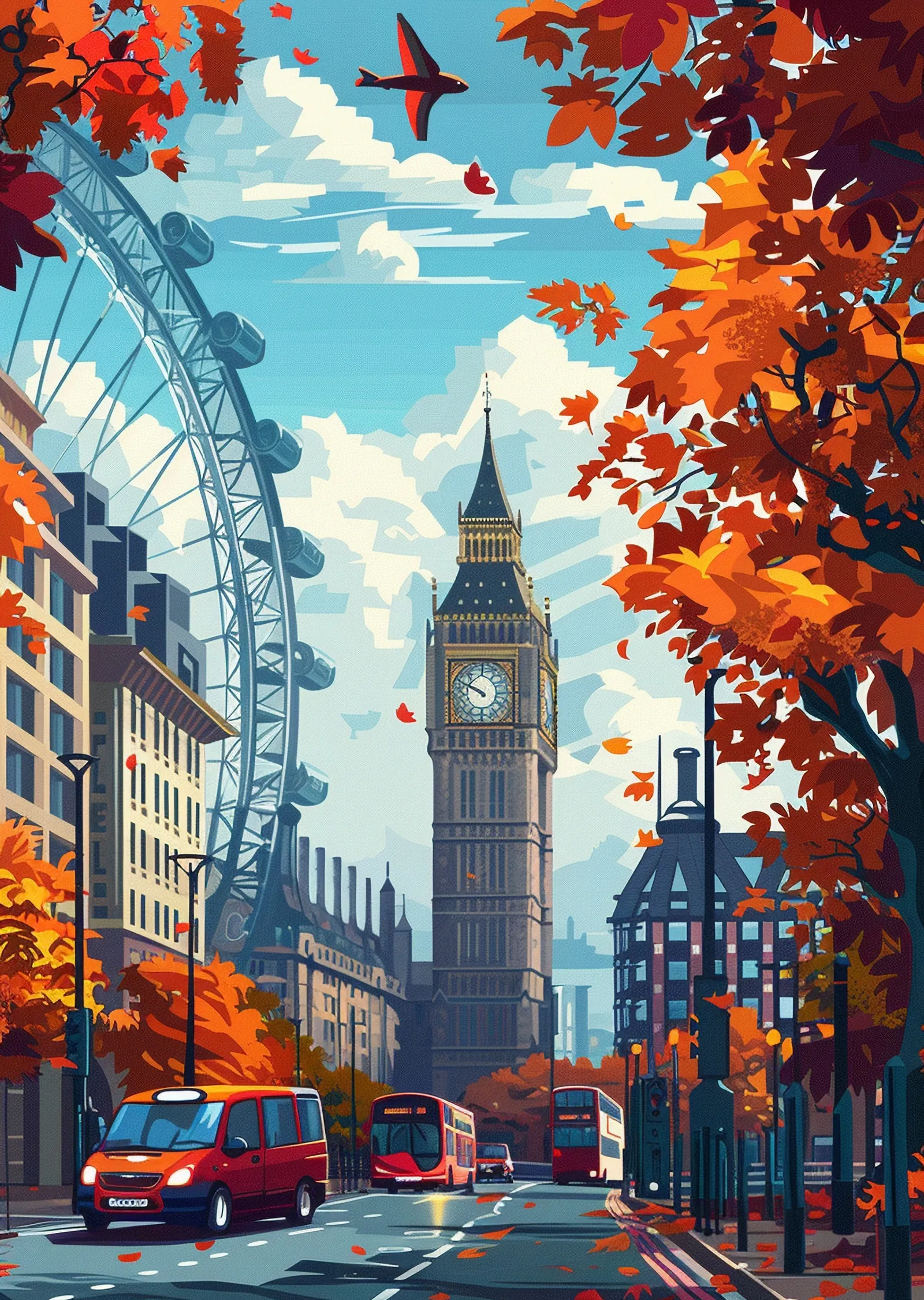 Sonbaharda Londra metal tablo