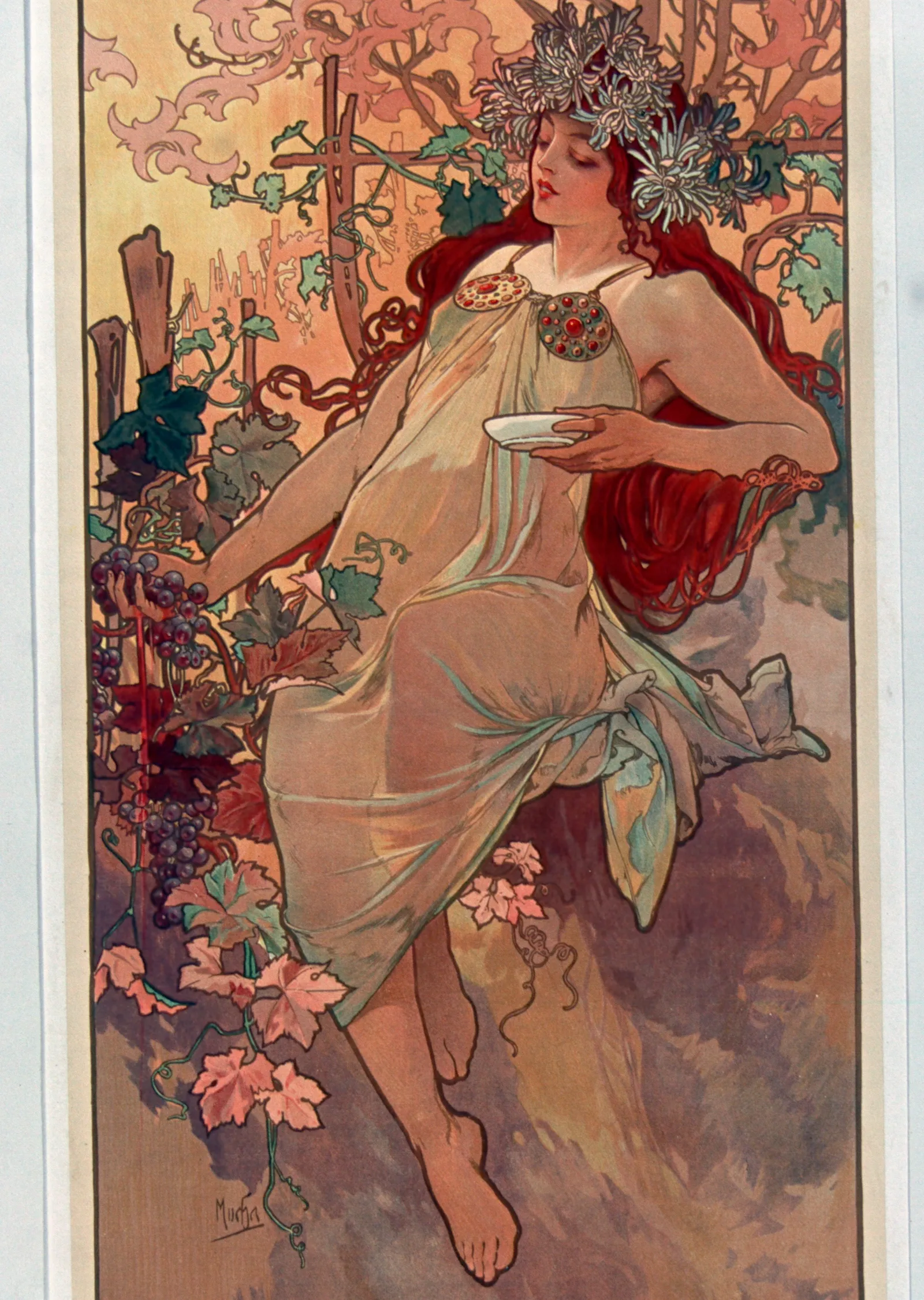 Mevsimler - Sonbahar (Alphonse Mucha) metal tablo