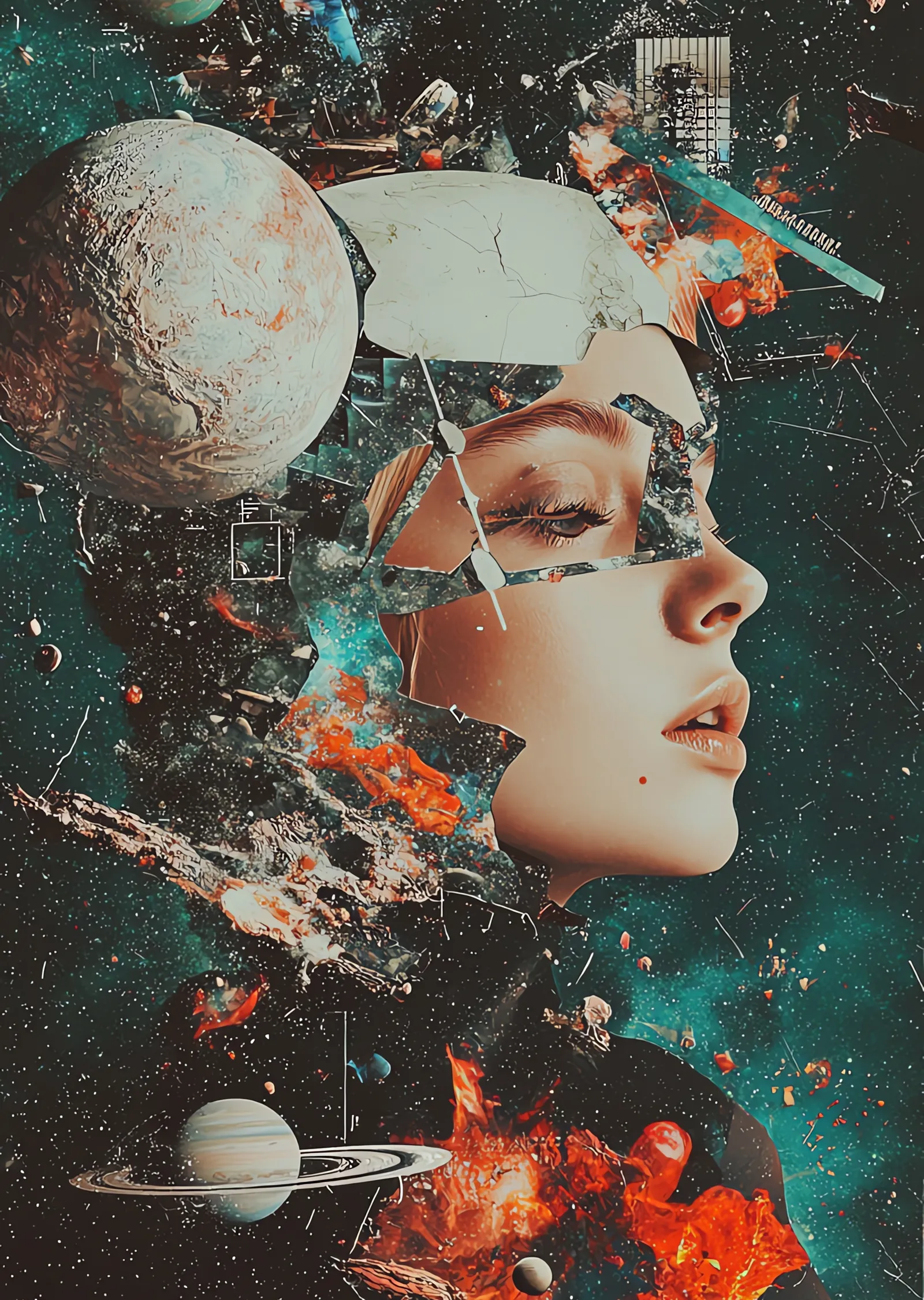 Uzay ve Astronomi Temalı Dijital Sanat Eseri metal tablo