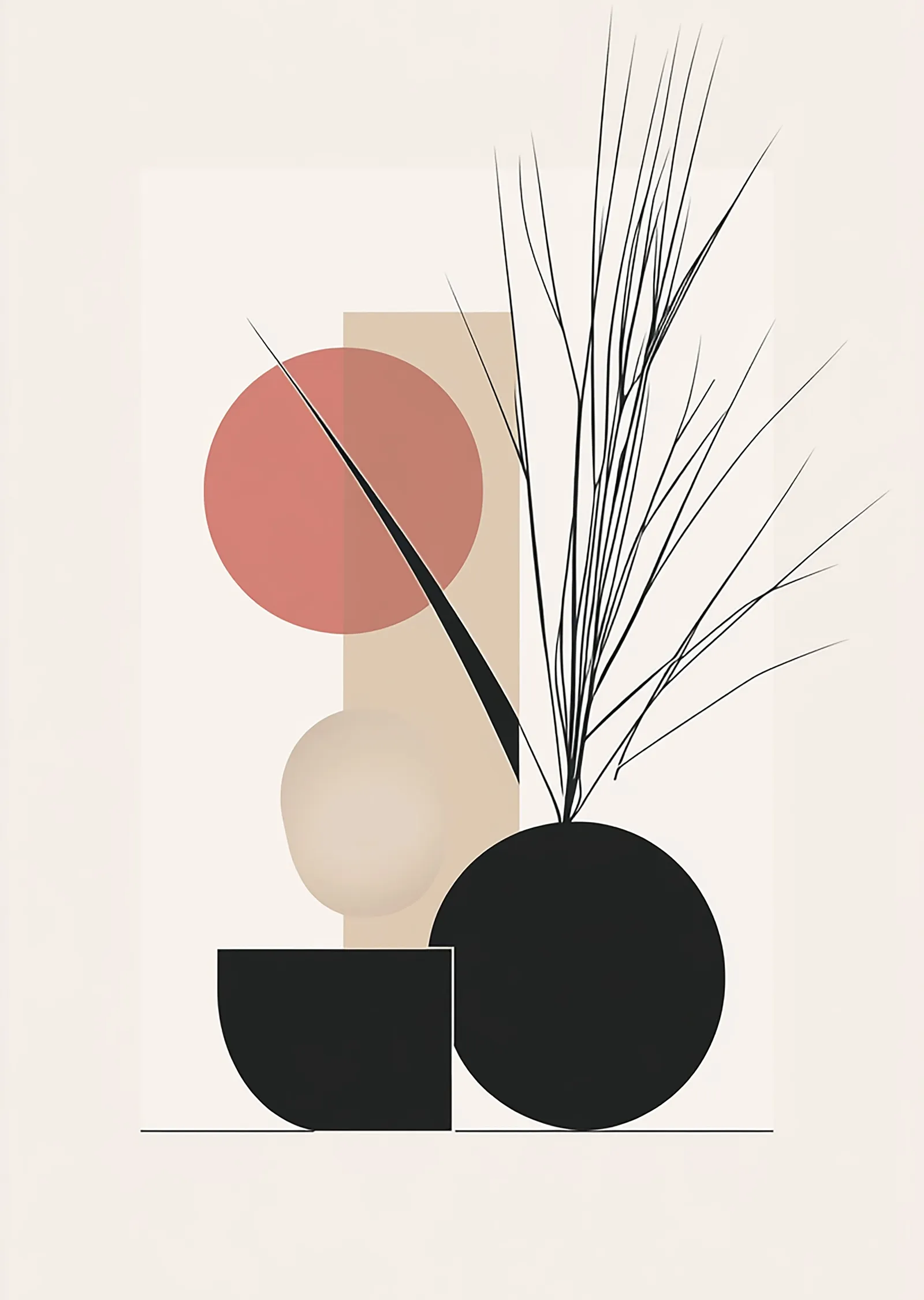 Siyah Vazolu Minimalist Bitki metal tablo