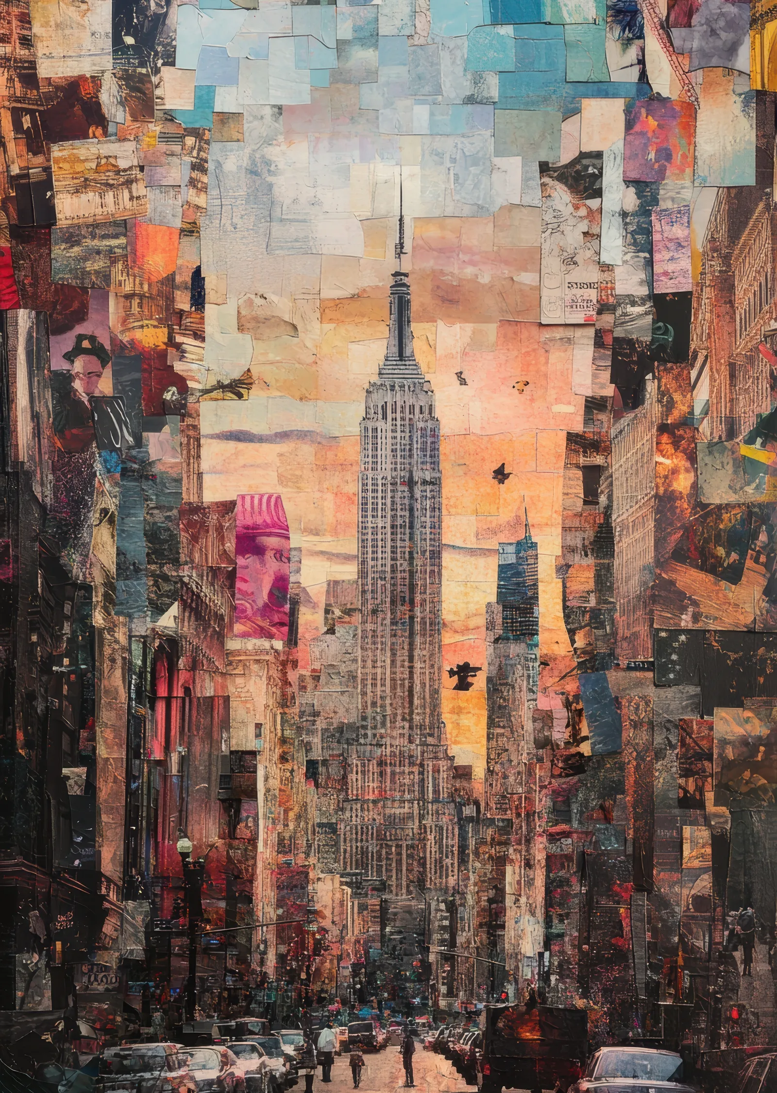 Empire State Binası Mozaik metal tablo