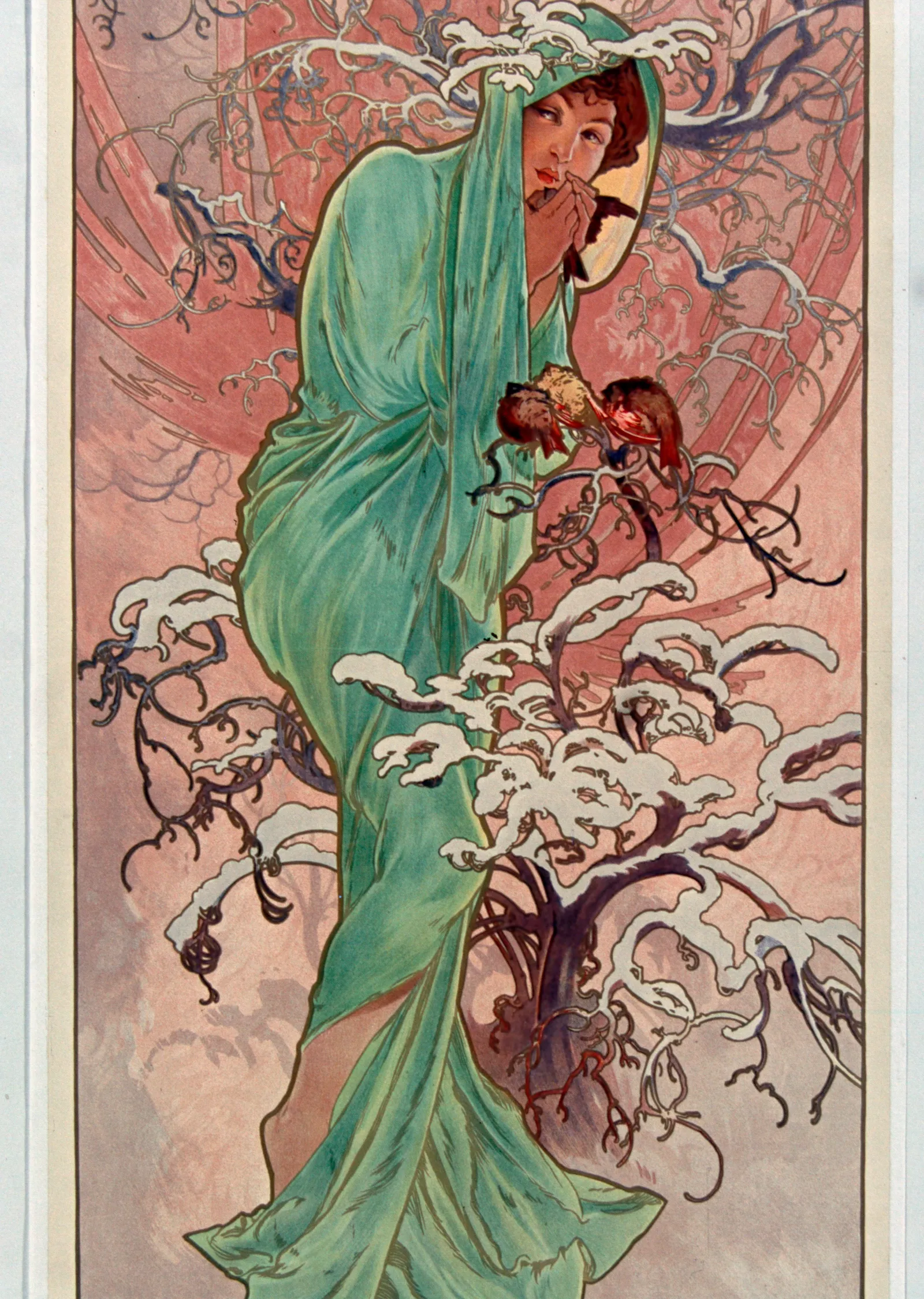 Mevsimler - Kış (Alphonse Mucha) metal tablo