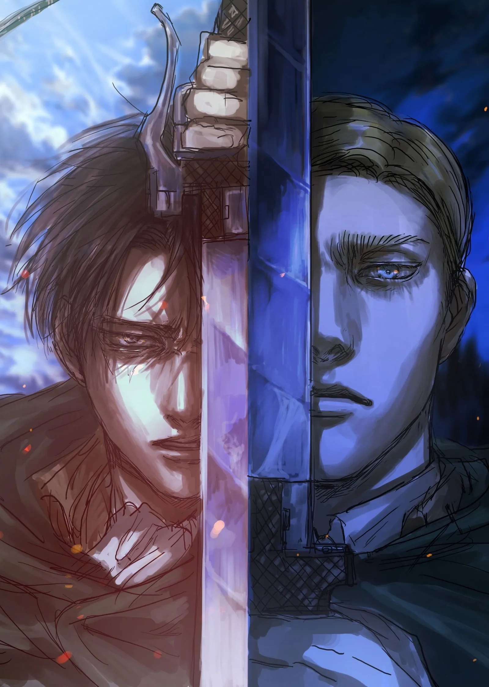 Levi ve Erwin: Savaşçılar metal tablo