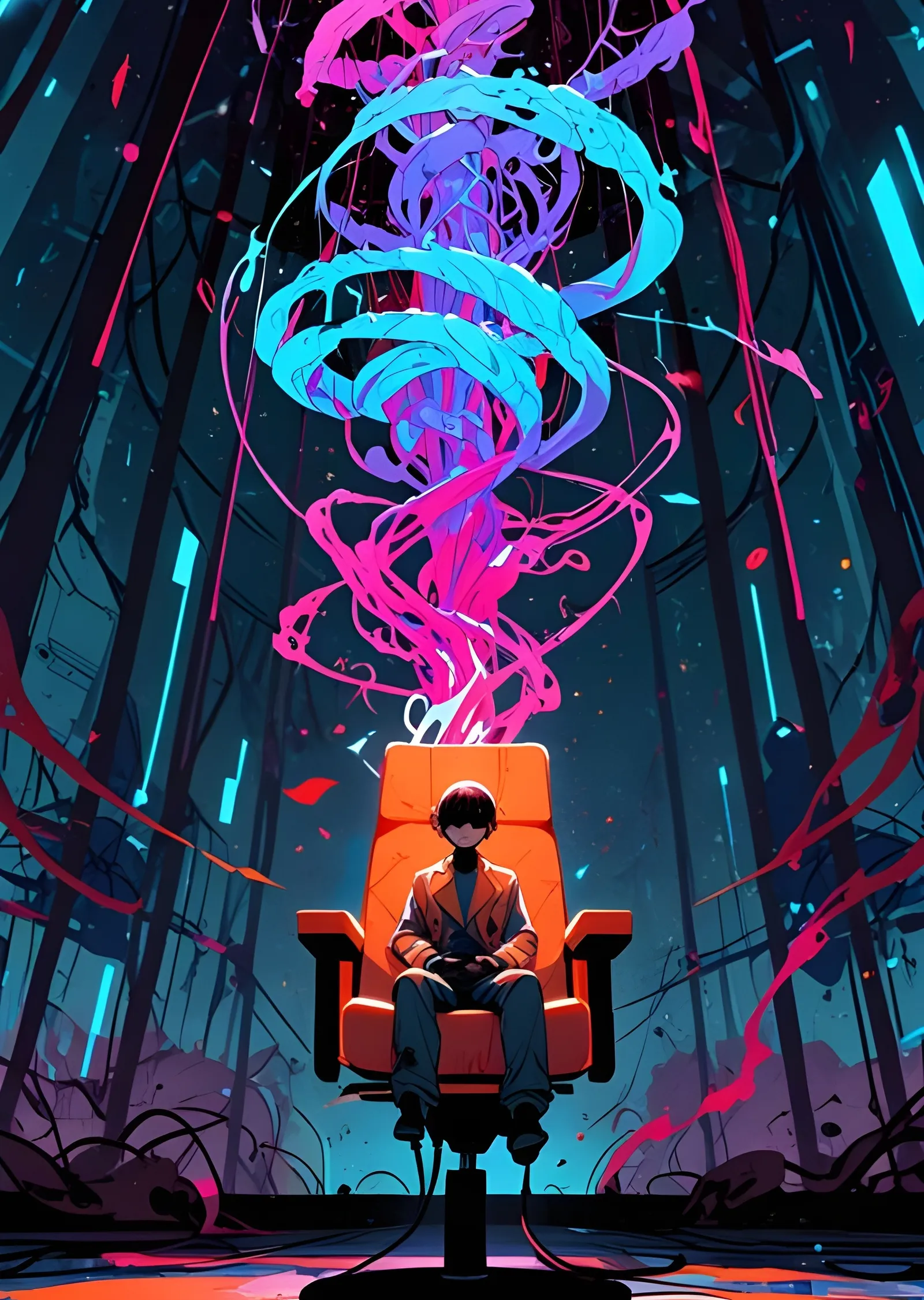 Anime Karakteri Yüksek Teknoloji Odası metal tablo