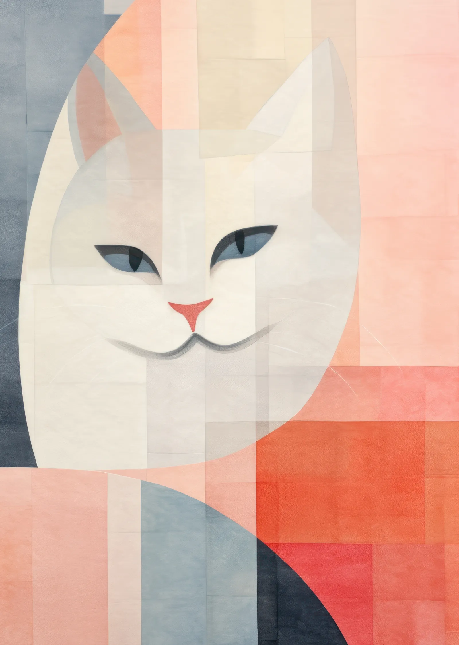 Minimalist Beyaz Kedi Portresi metal tablo