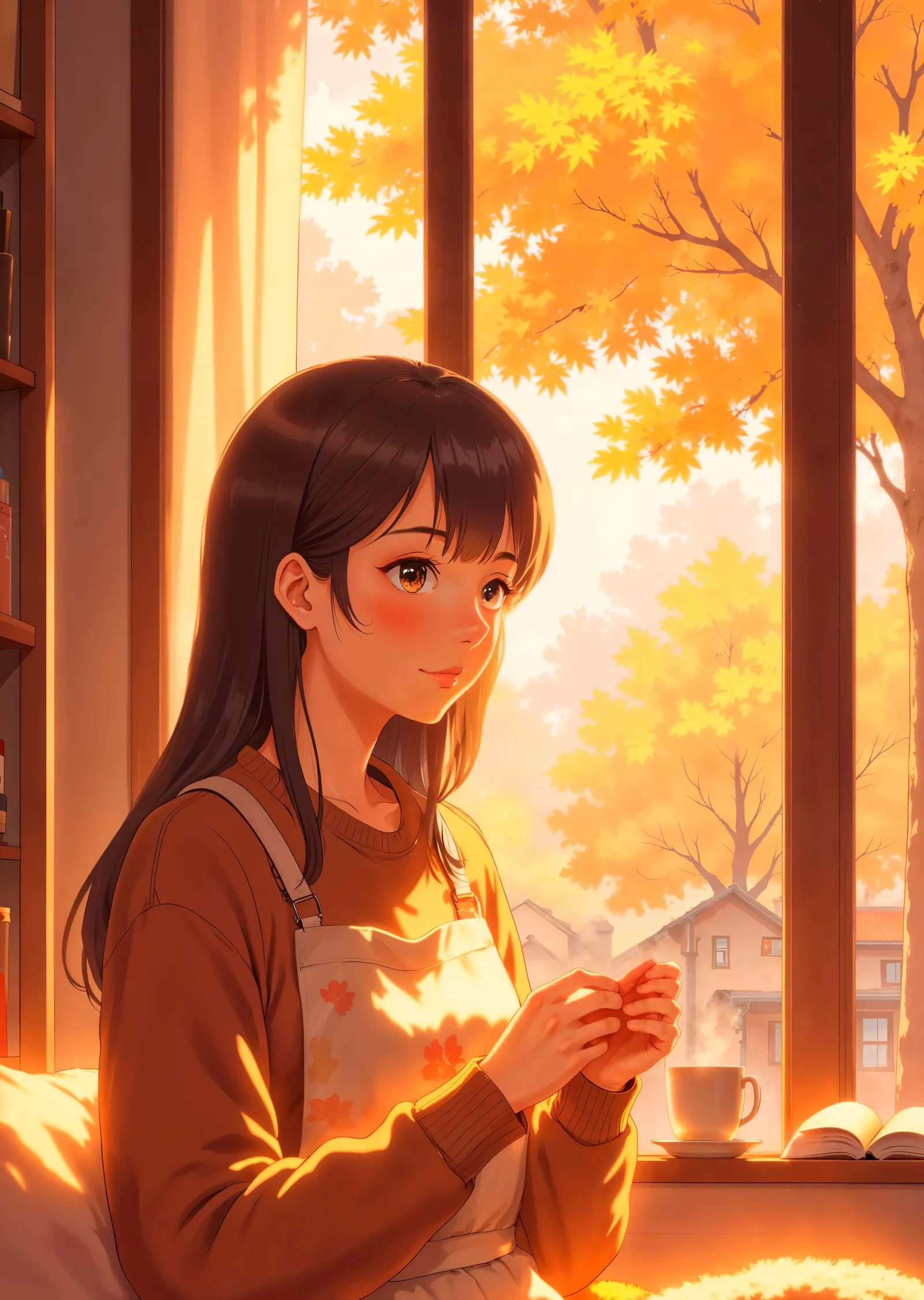 Kızıl Sonbahar Sabahı metal tablo