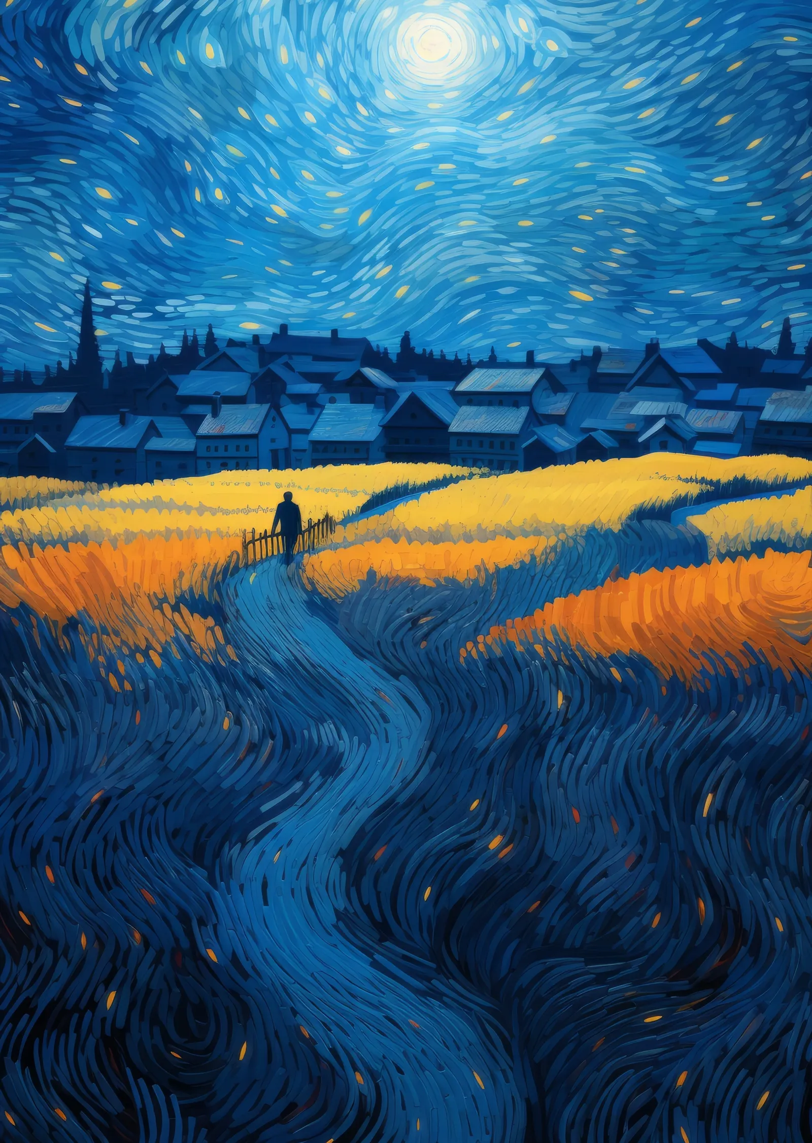 Vincent van Gogh'un Yıldızlı Gecesi metal tablo