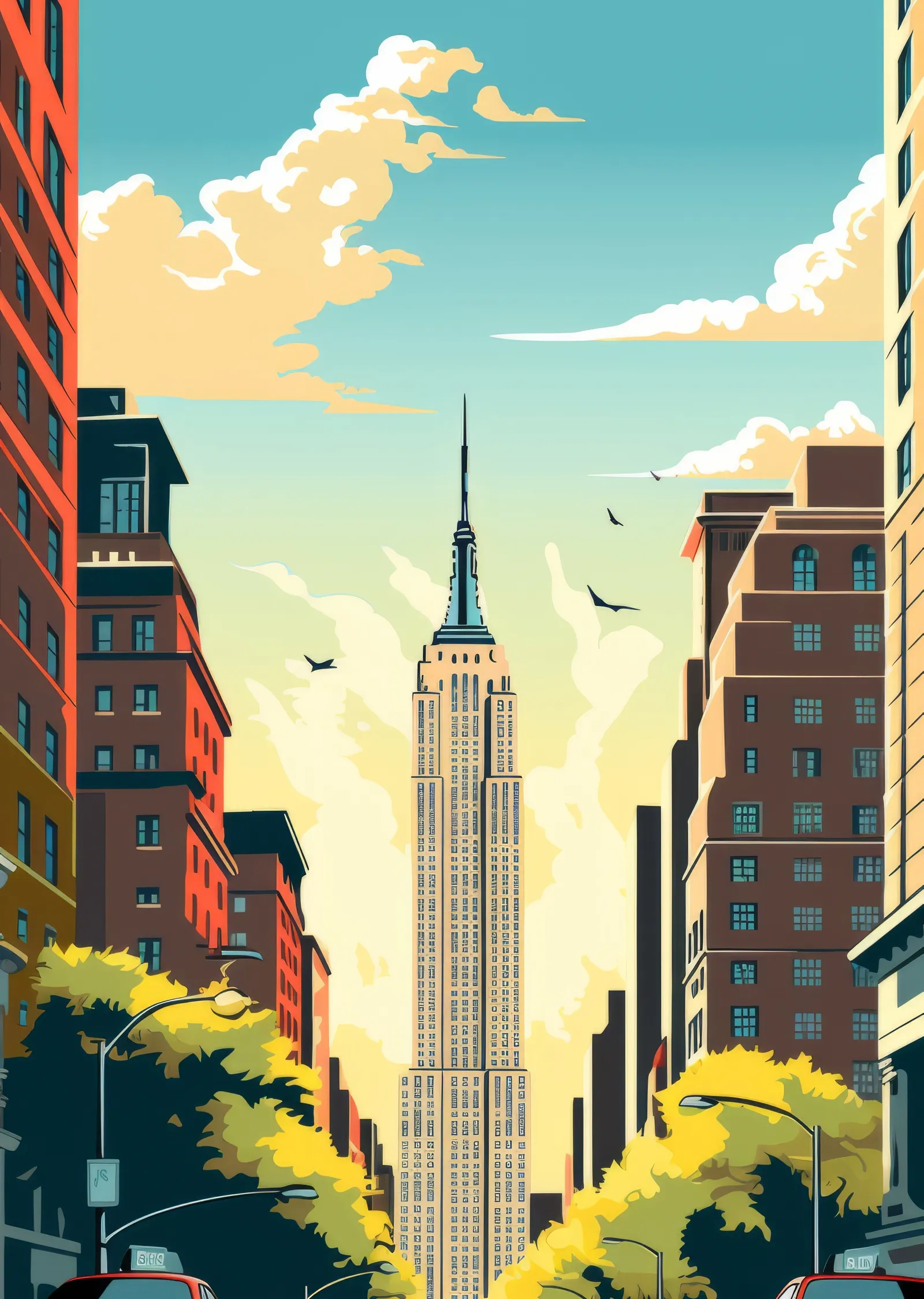 New York Şehri Manzarası metal tablo