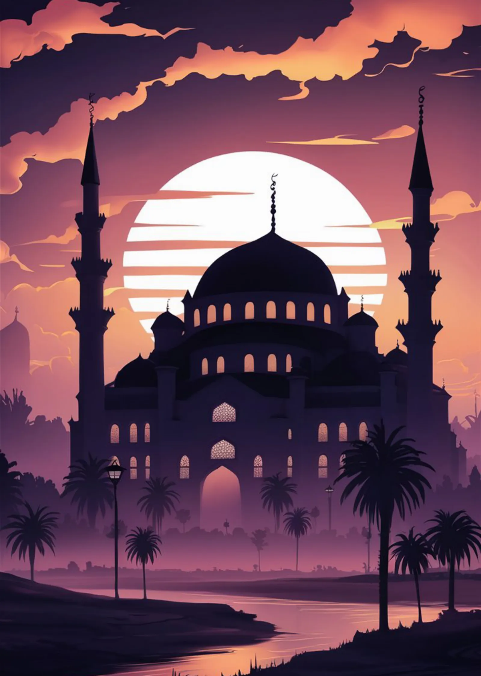 İslam Mimarisinin Güzelliği: Camii Silueti metal tablo