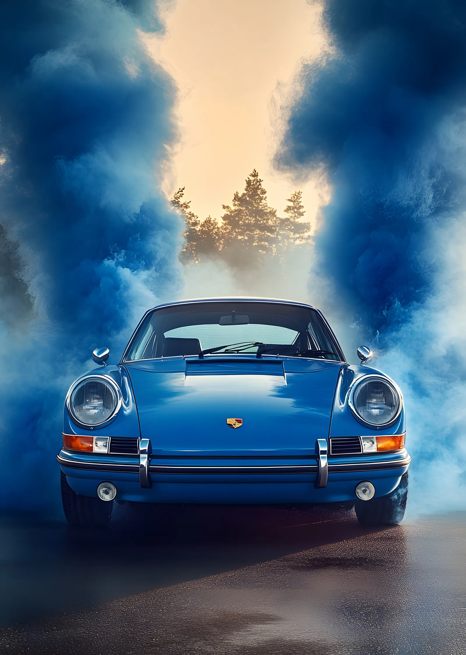 Porsche 911: Mavi Duman metal tablo