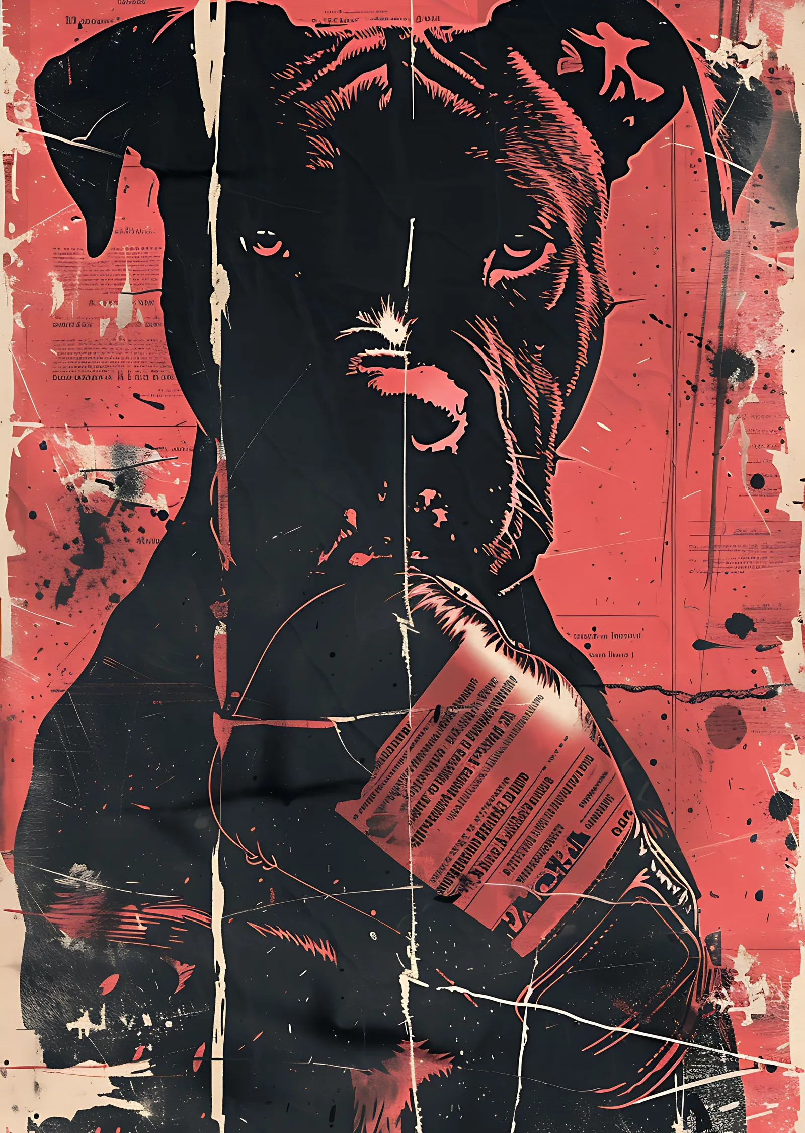 Kırmızı Zeminli Siyah Köpek metal tablo