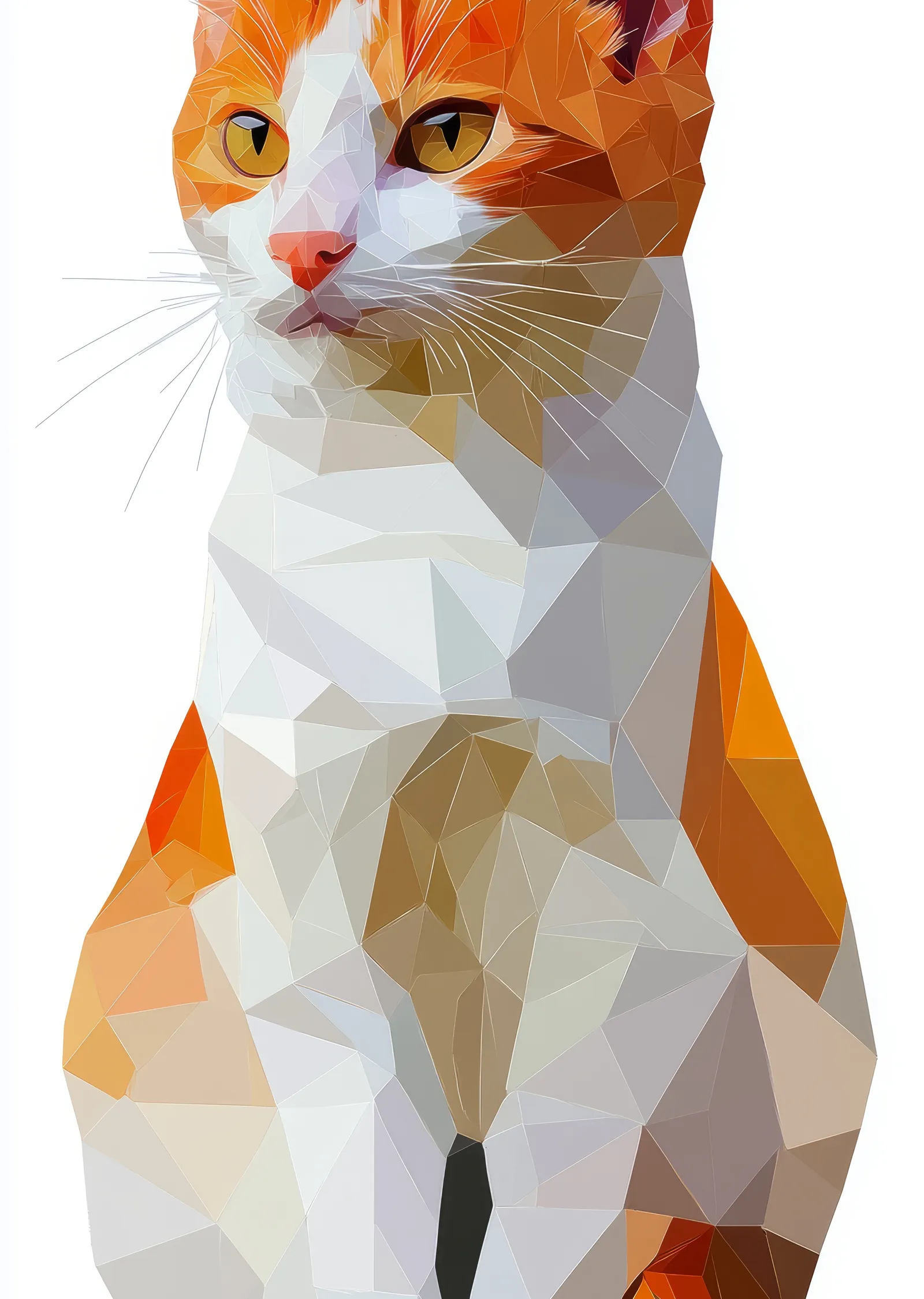 Geometrik Kedi İllüstrasyonu metal tablo