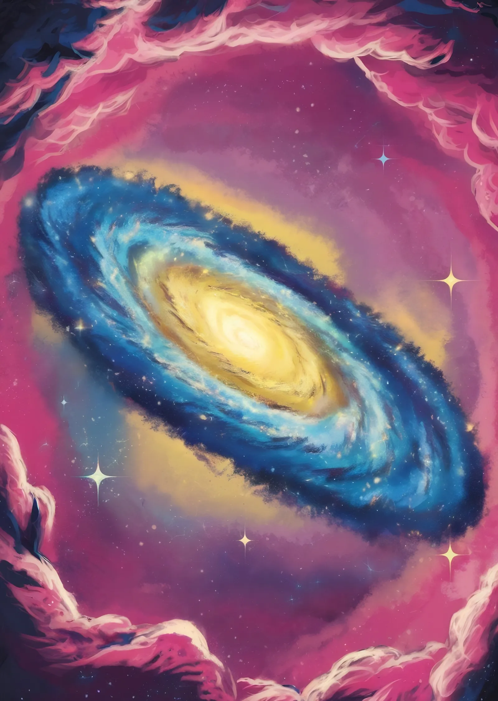 Kozmik Sarmal Galaksi ve Pembe Nebula metal tablo