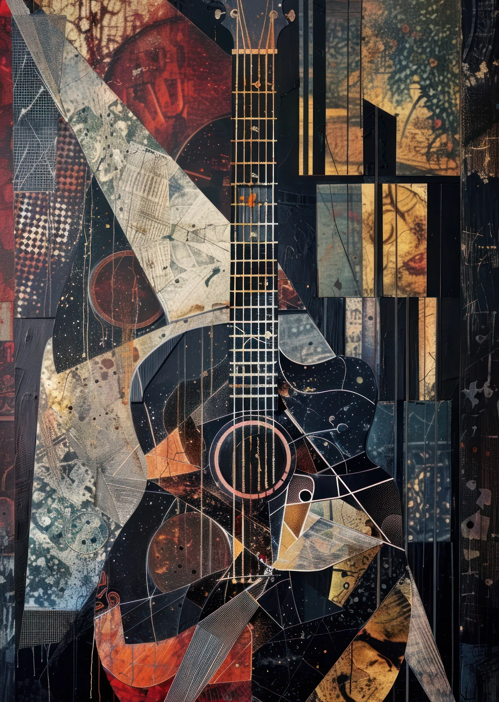 Soyut Gitar metal tablo