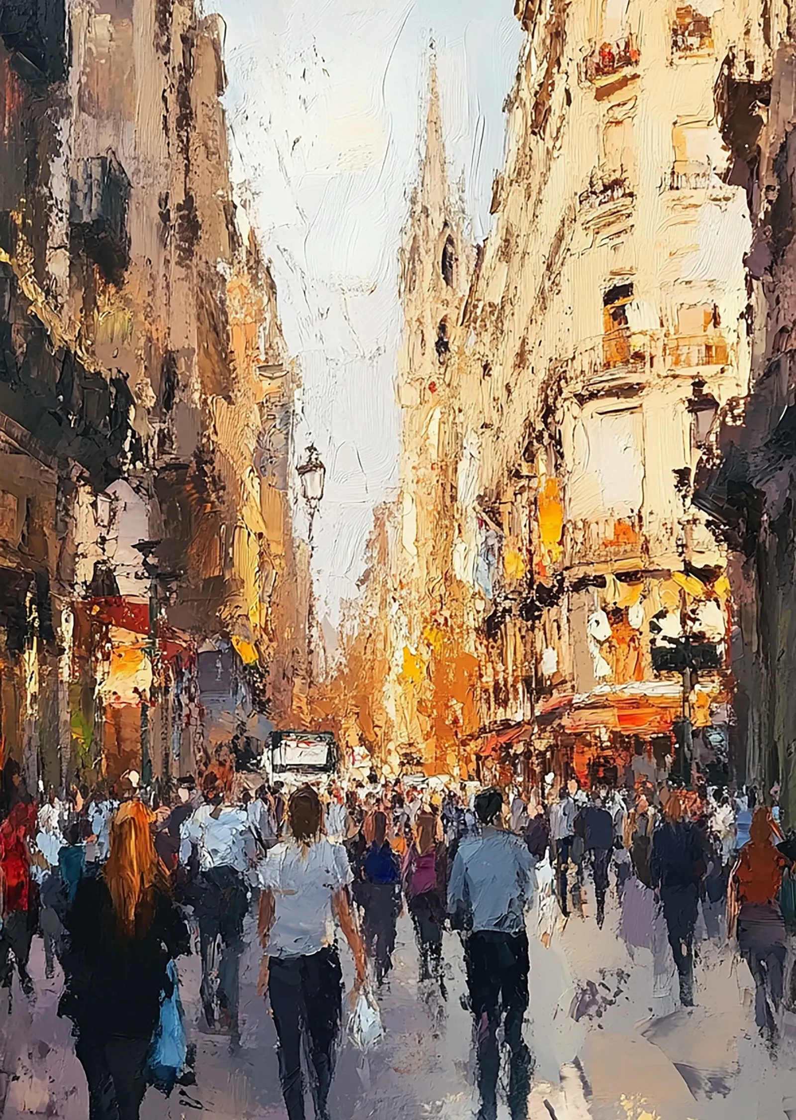 Barselona'da Kalabalık Cadde metal tablo