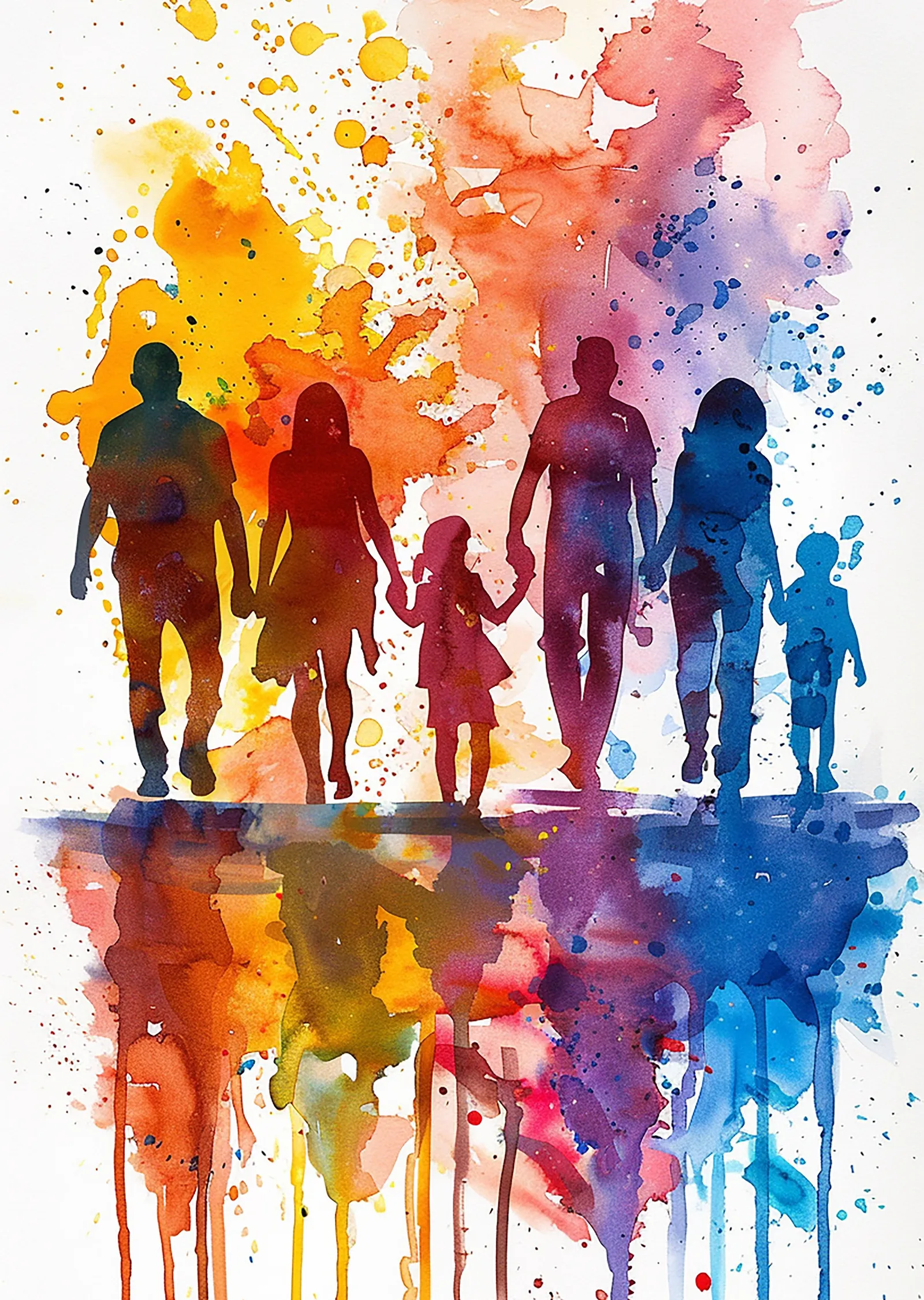Aile ve Renklerin Dansı metal tablo